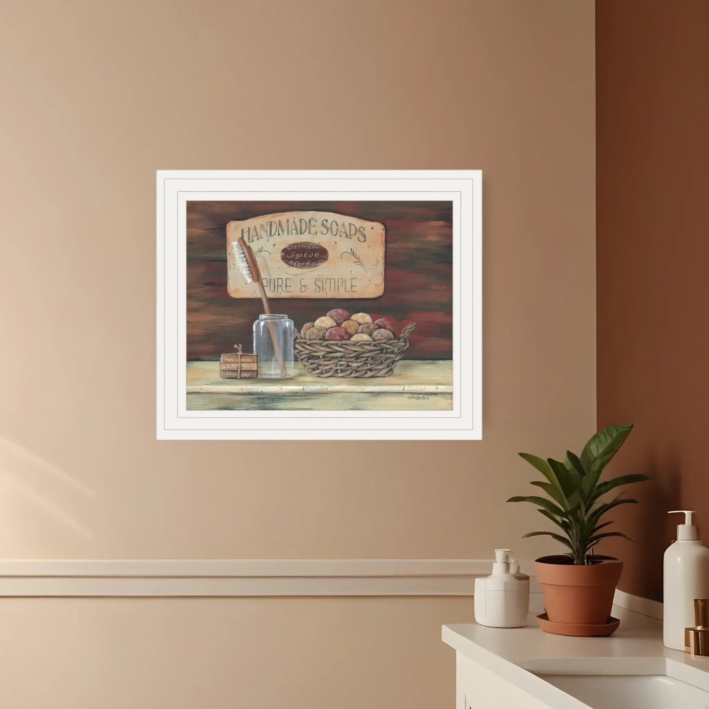 HANDMADE SOAPS 4 White Framed Print Bathroom Wall Art - Homeroots - Flyclothing LLC