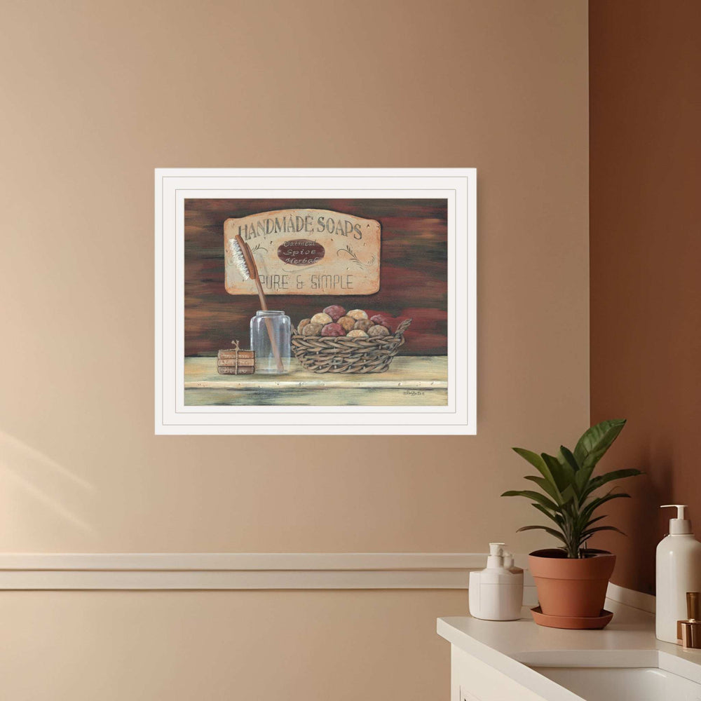 HANDMADE SOAPS 4 White Framed Print Bathroom Wall Art - Homeroots - Flyclothing LLC