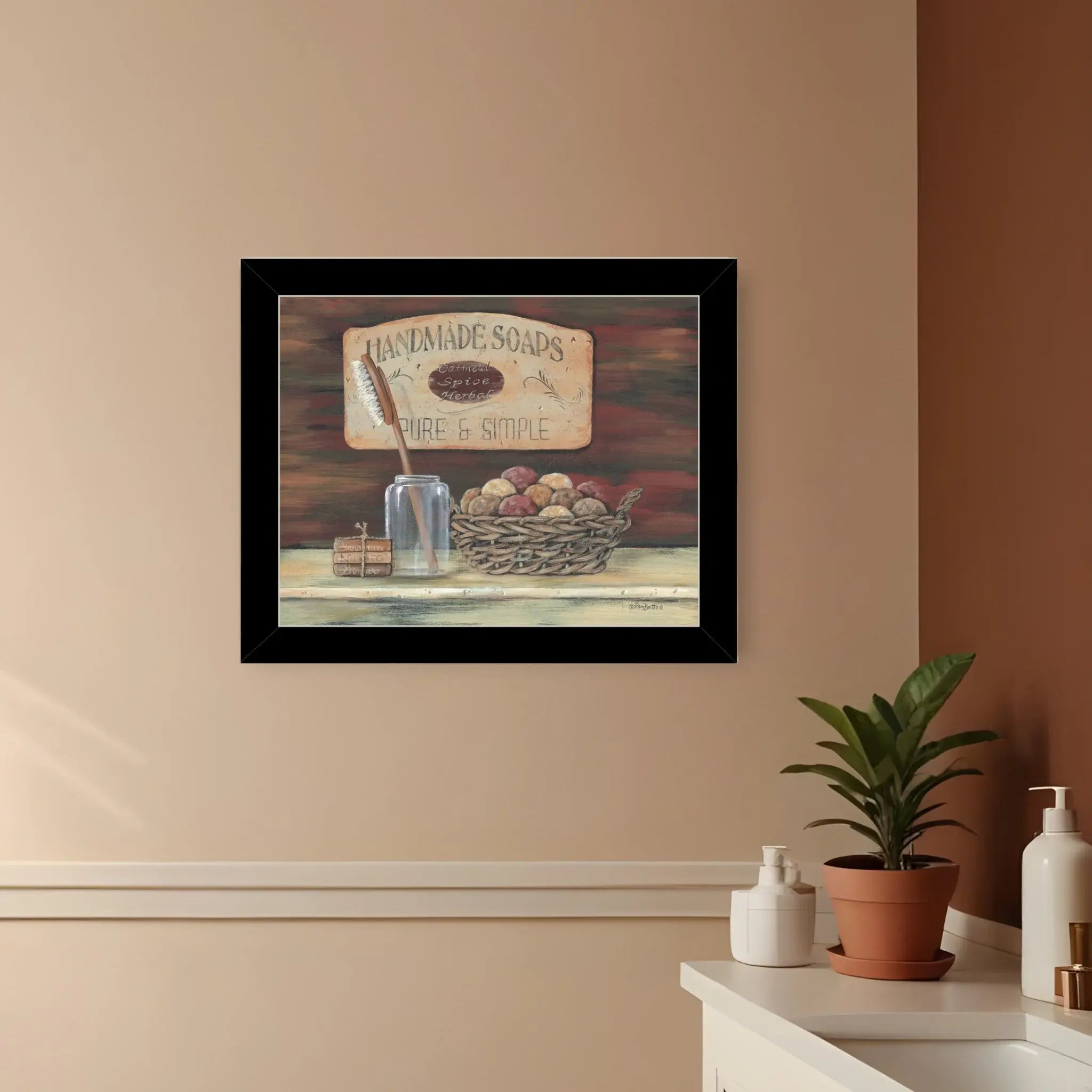 HANDMADE SOAPS 5 Black Framed Print Bathroom Wall Art - Homeroots - Flyclothing LLC