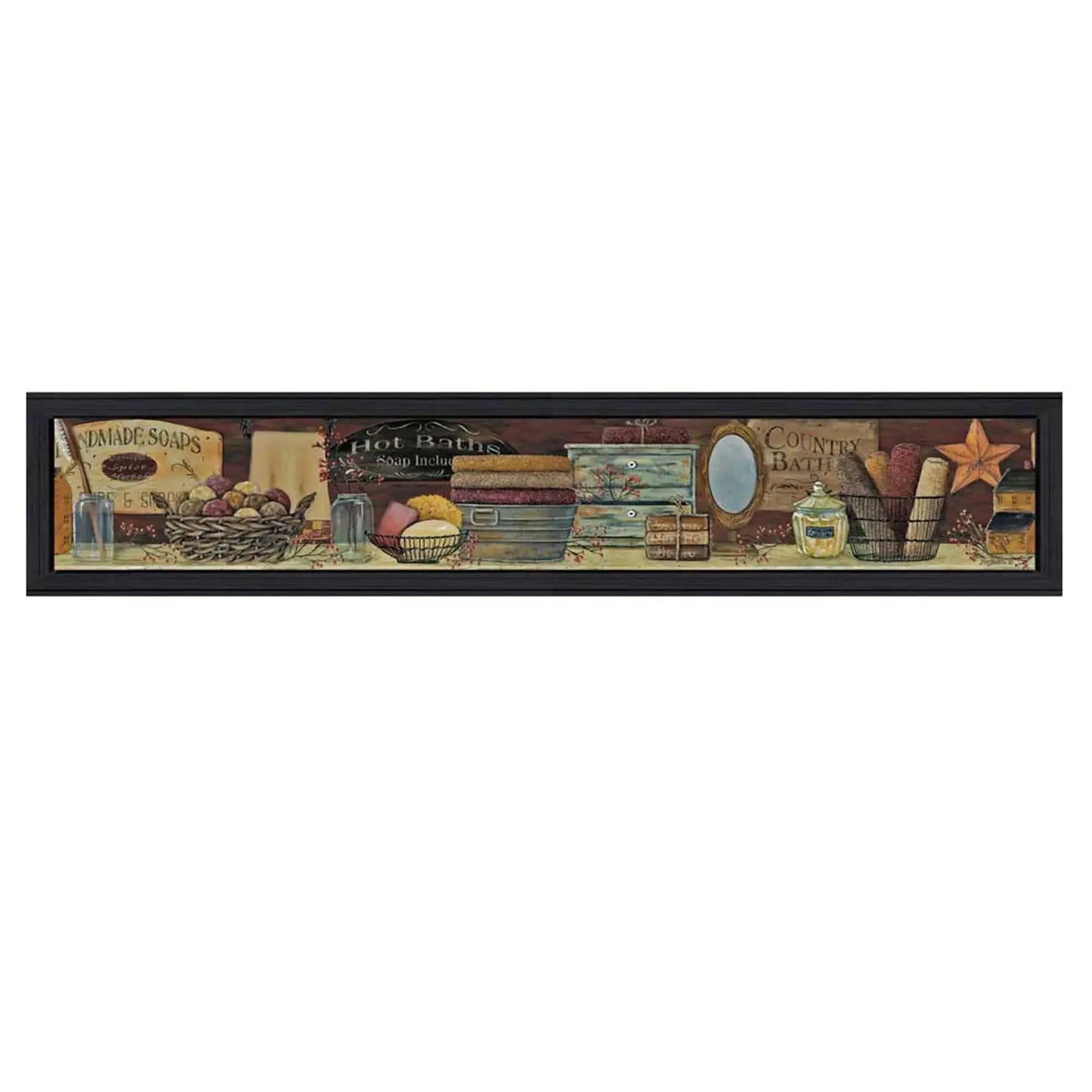 Country Bath Shelf 1 Black Framed Print Bathroom Wall Art - Homeroots - Flyclothing LLC