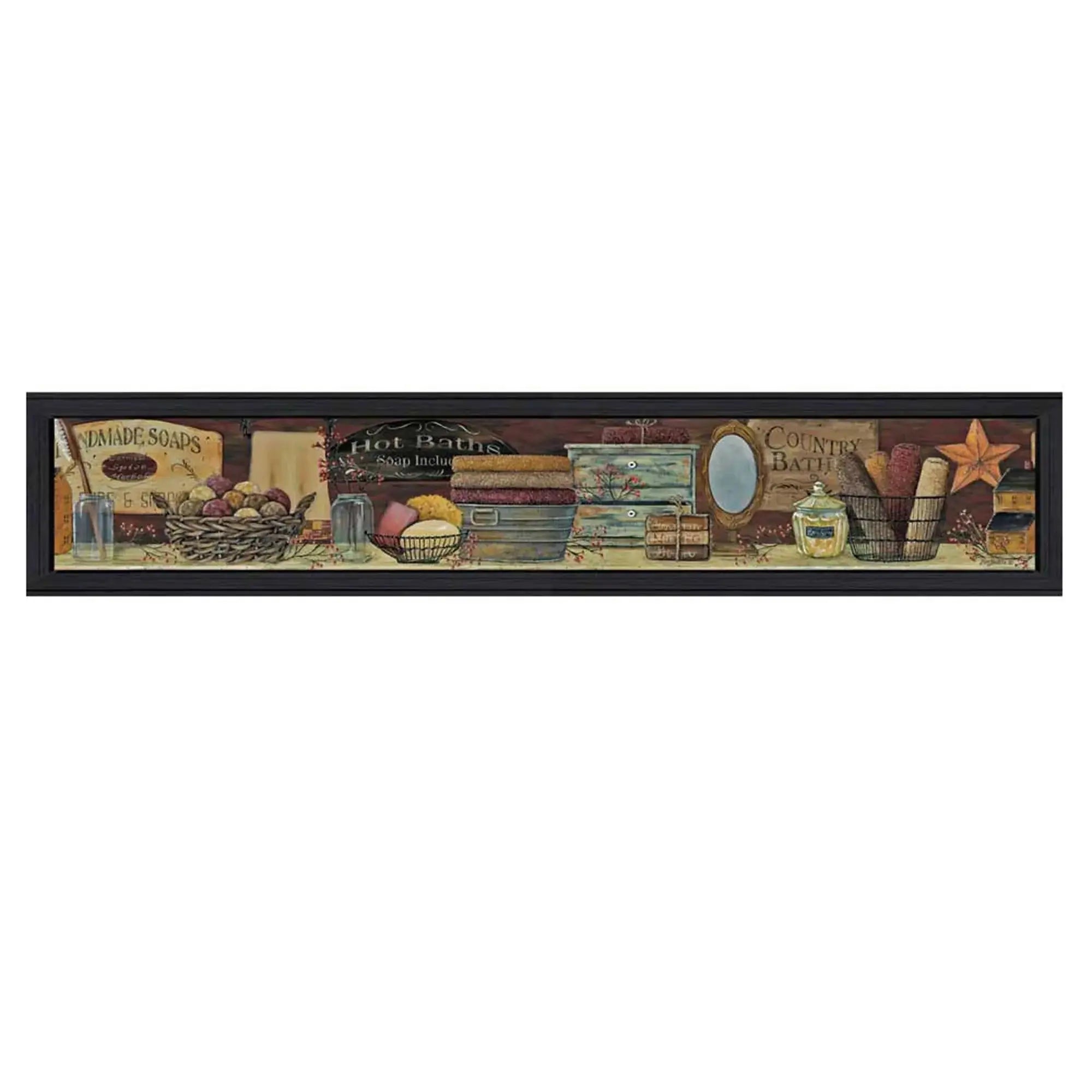Country Bath Shelf 1 Black Framed Print Bathroom Wall Art - Homeroots - Flyclothing LLC