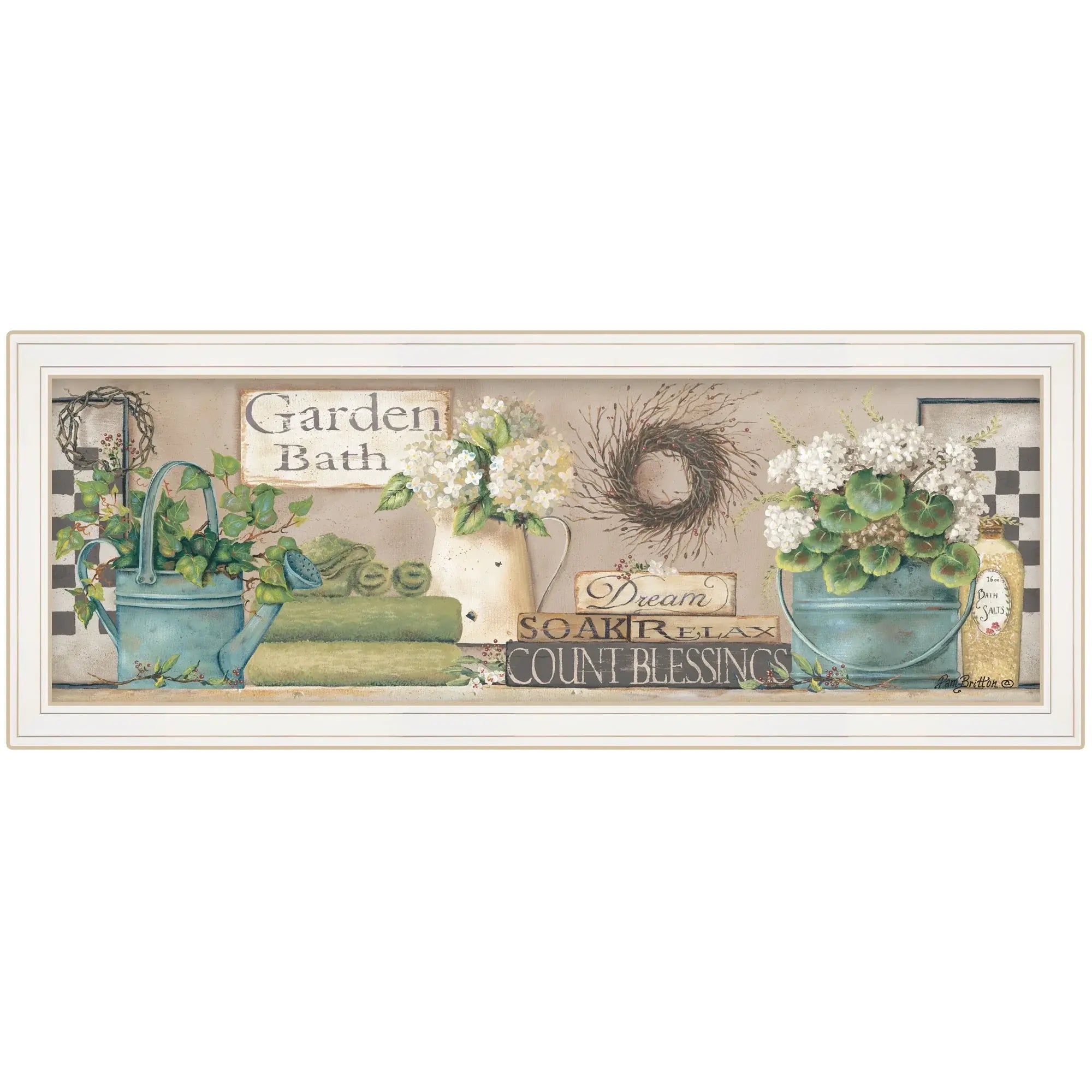 Garden Bath 1 White Framed Print Bathroom Wall Art - Homeroots - Flyclothing LLC