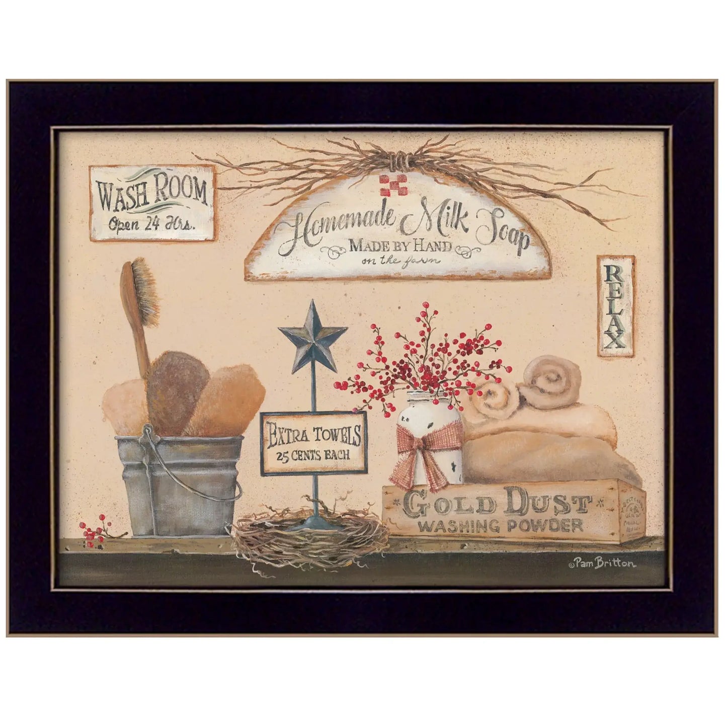 Wash Room 1 Black Framed Print Bathroom Wall Art - Homeroots - Flyclothing LLC