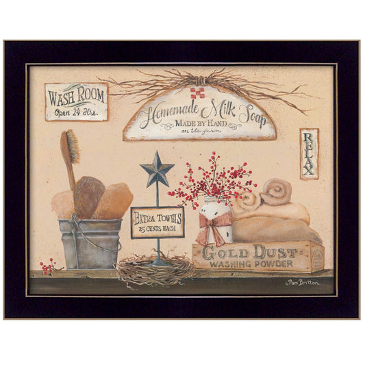 Wash Room 1 Black Framed Print Bathroom Wall Art - Homeroots - Flyclothing LLC