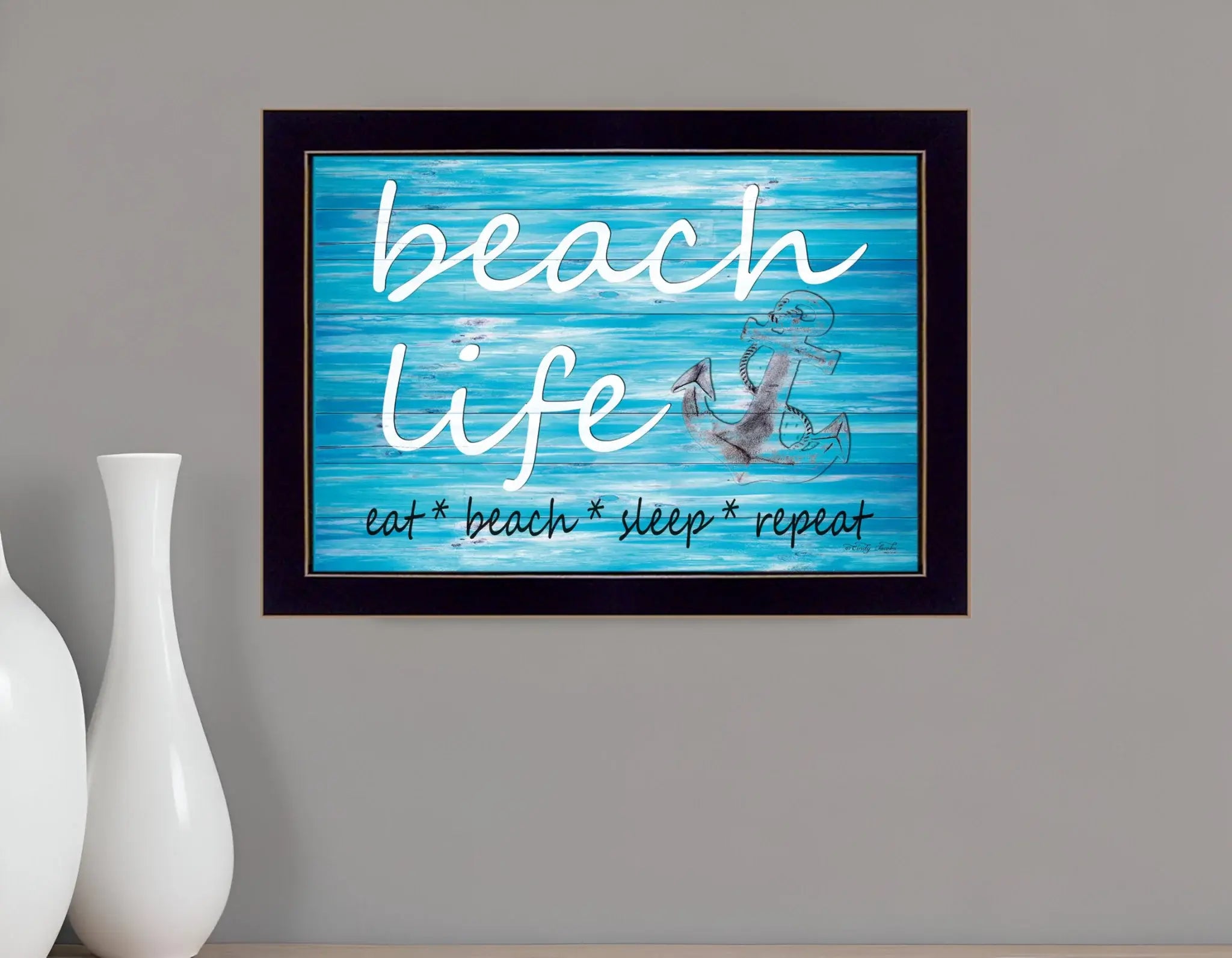 Beach Life 1 Black Framed Print Wall Art - Homeroots - Flyclothing LLC
