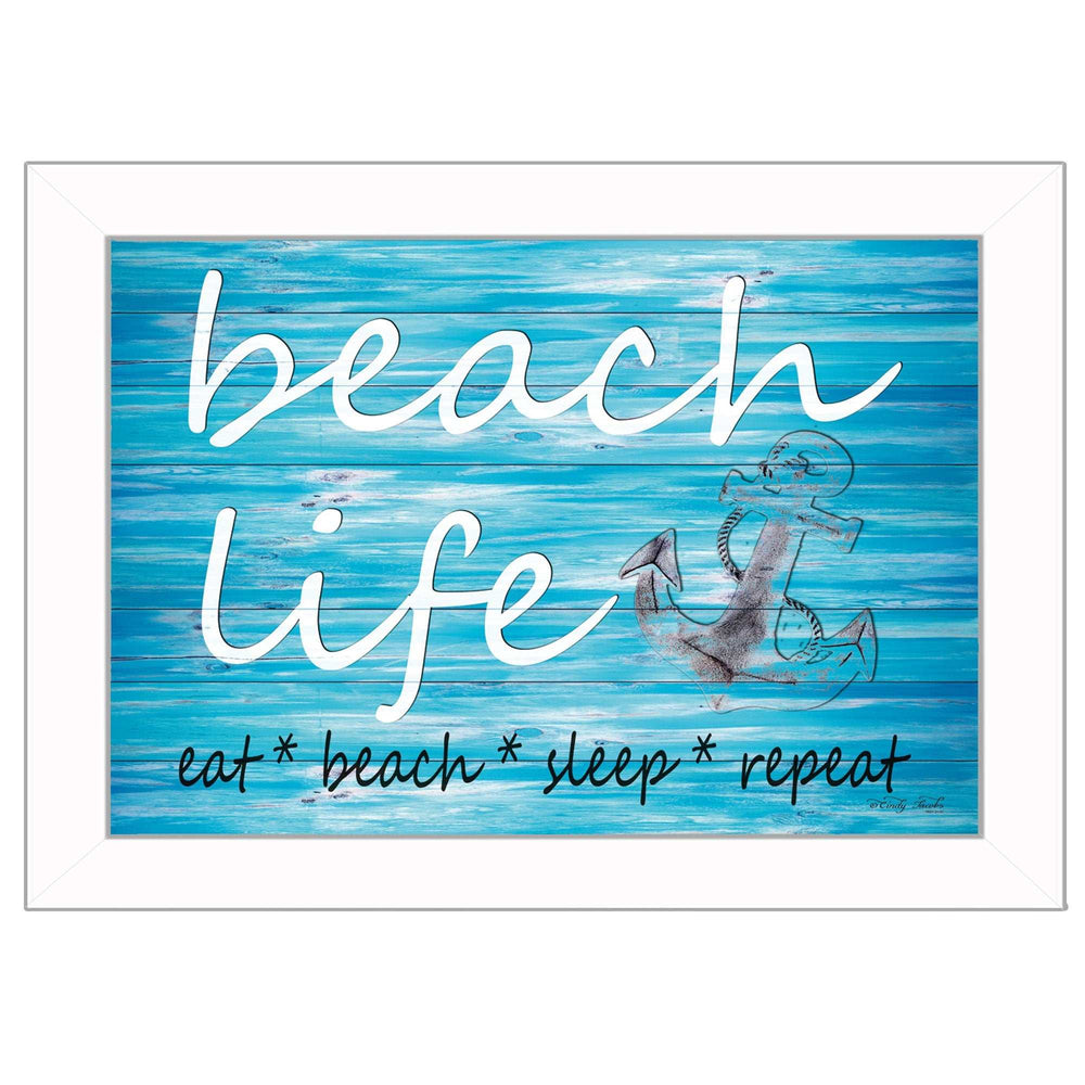 Beach Life 2 White Picture Frame Print Wall Art - Homeroots - Flyclothing LLC