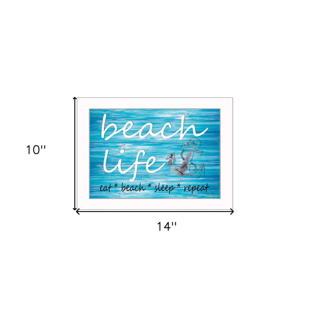 Beach Life 2 White Picture Frame Print Wall Art - Homeroots - Flyclothing LLC