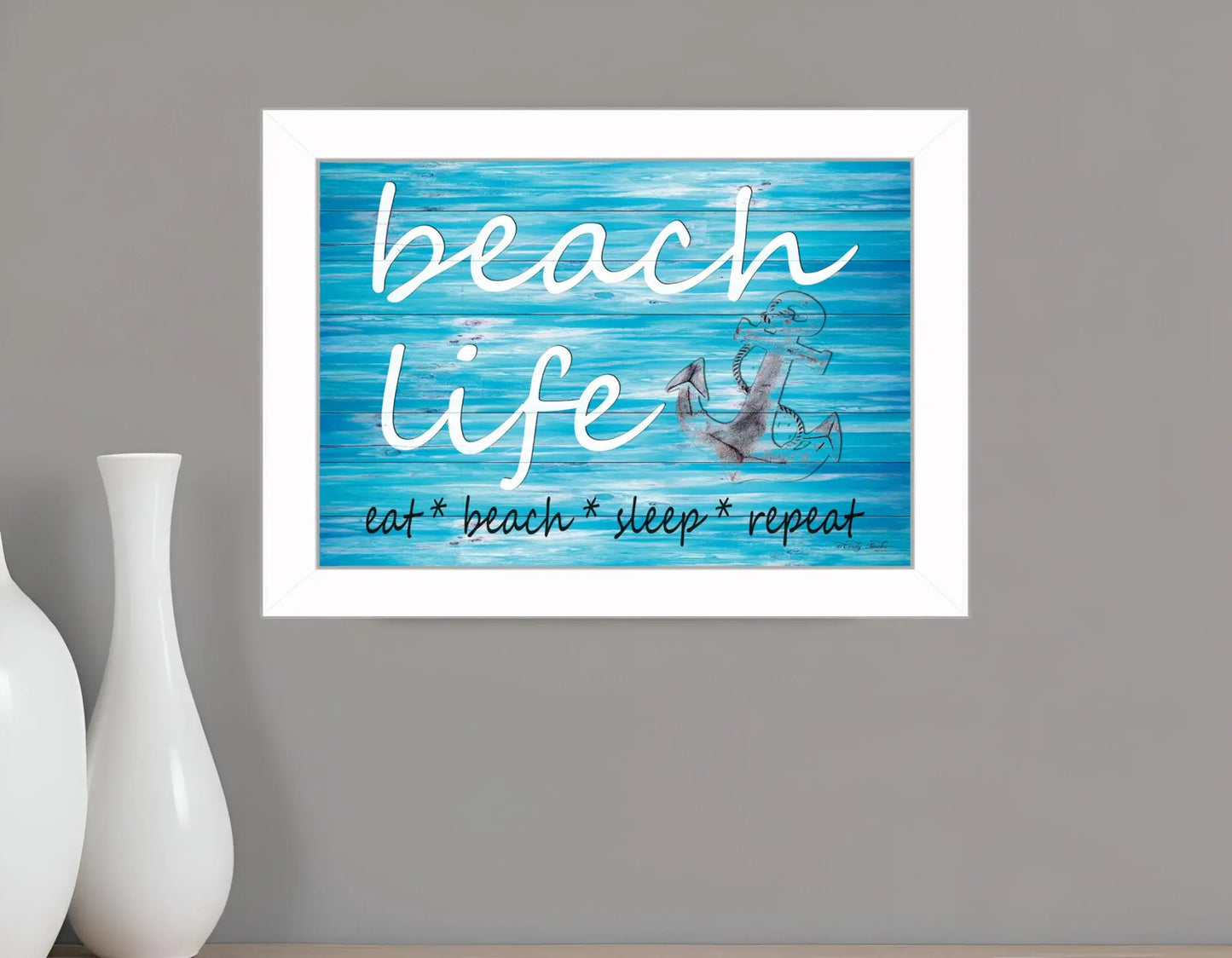 Beach Life 2 White Picture Frame Print Wall Art - Homeroots - Flyclothing LLC