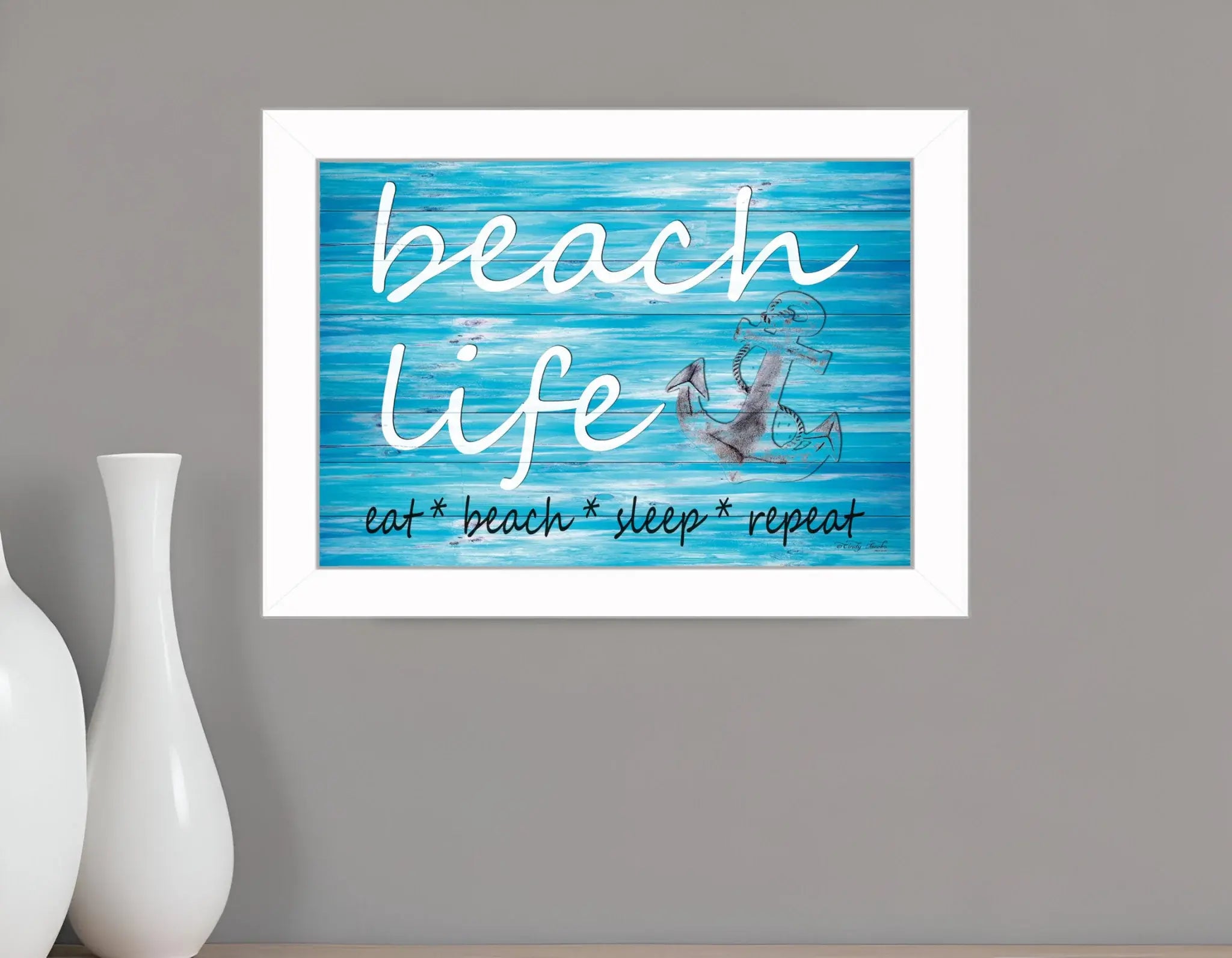 Beach Life 2 White Picture Frame Print Wall Art - Homeroots - Flyclothing LLC