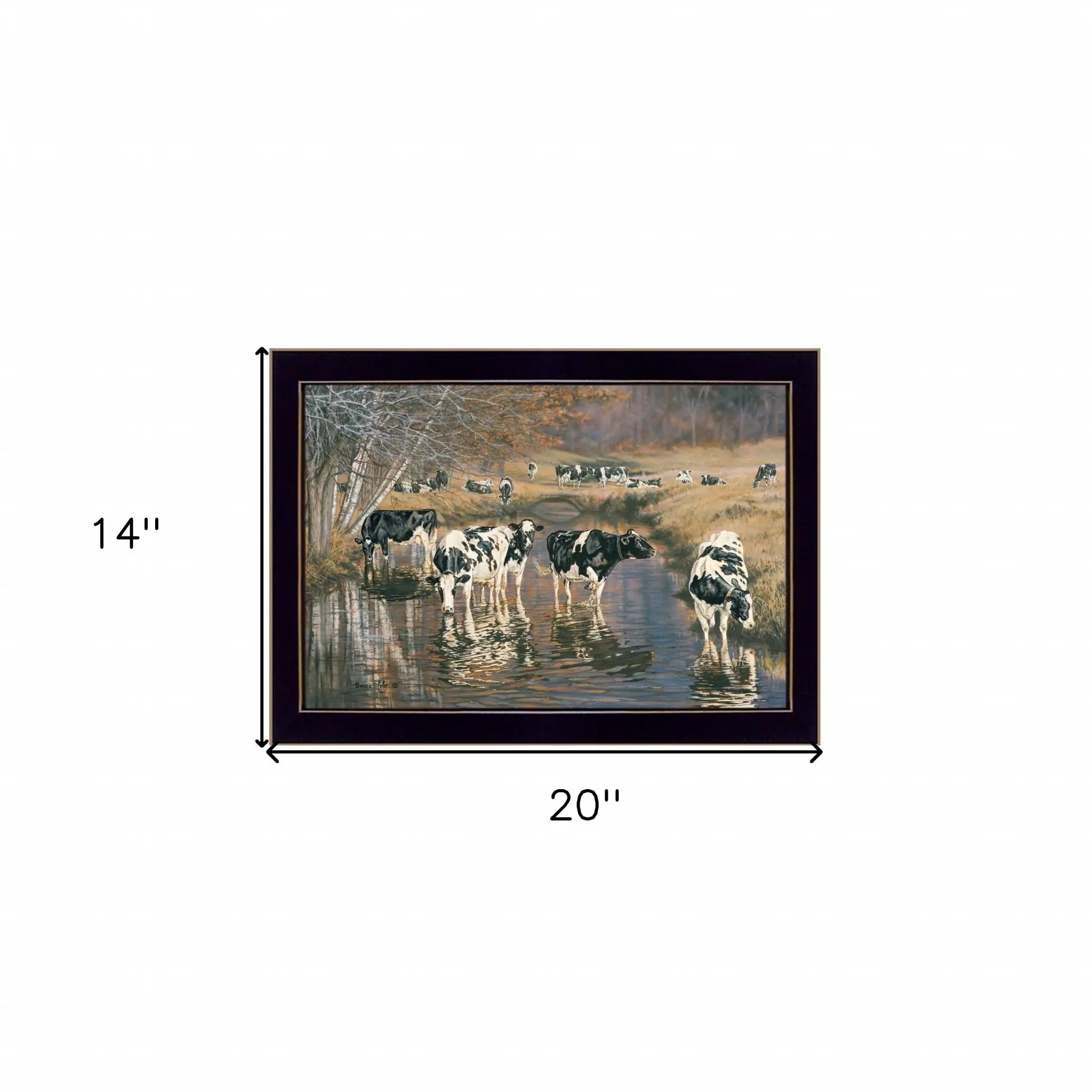 Fall Reflections Holsteins in River Black Framed Print Wall Art - Homeroots - Flyclothing LLC