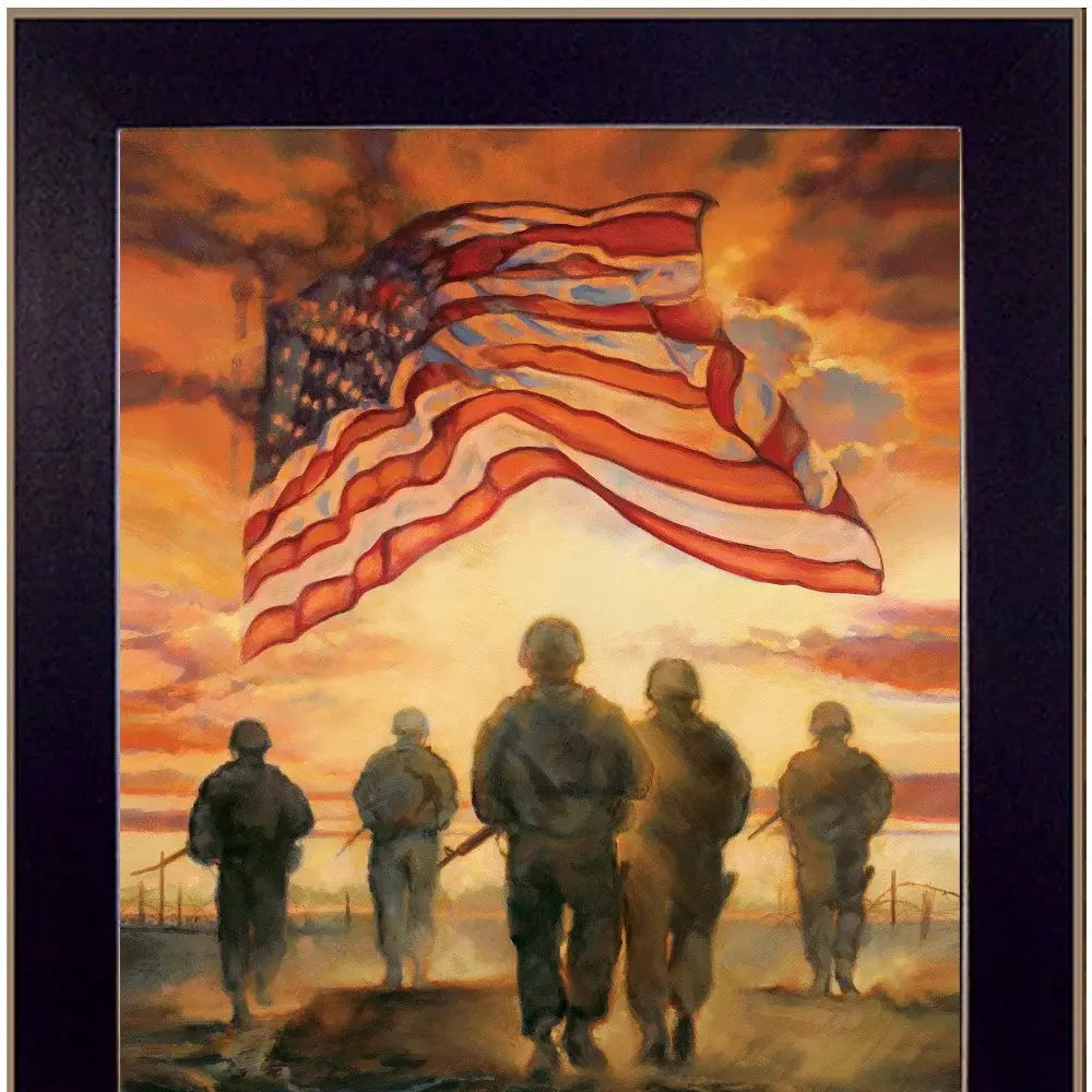 Bless Americas Heroes Black Framed Print Wall Art - Homeroots - Flyclothing LLC