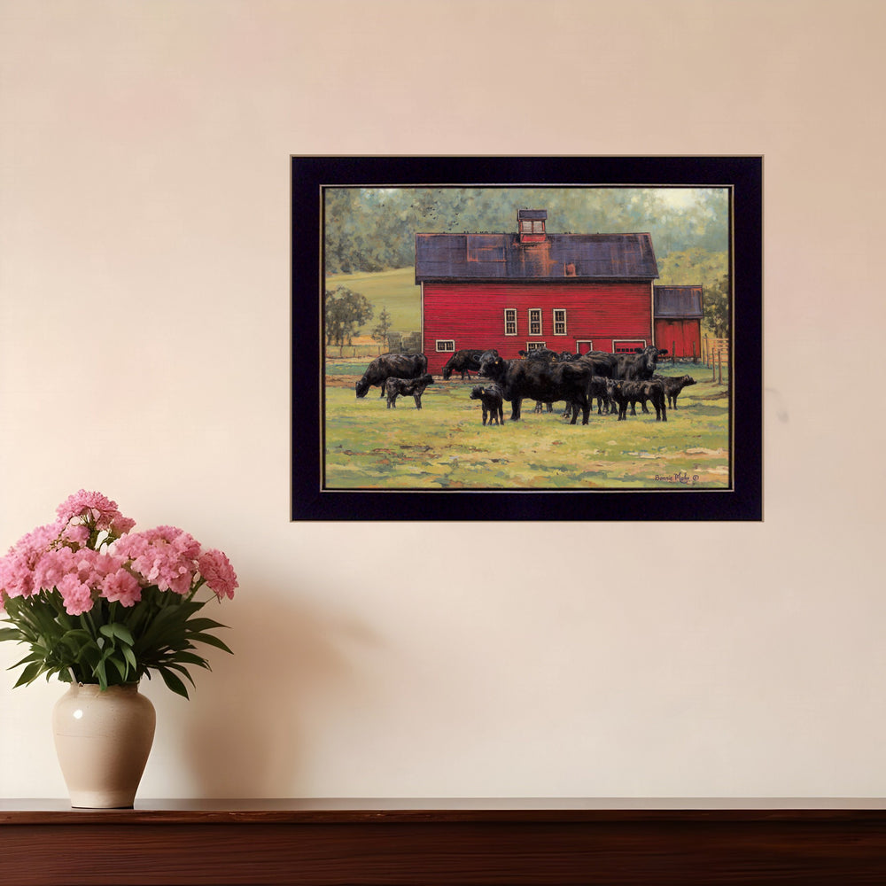 By the Red Barn Black Framed Print Wall Art