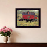 By the Red Barn Black Framed Print Wall Art