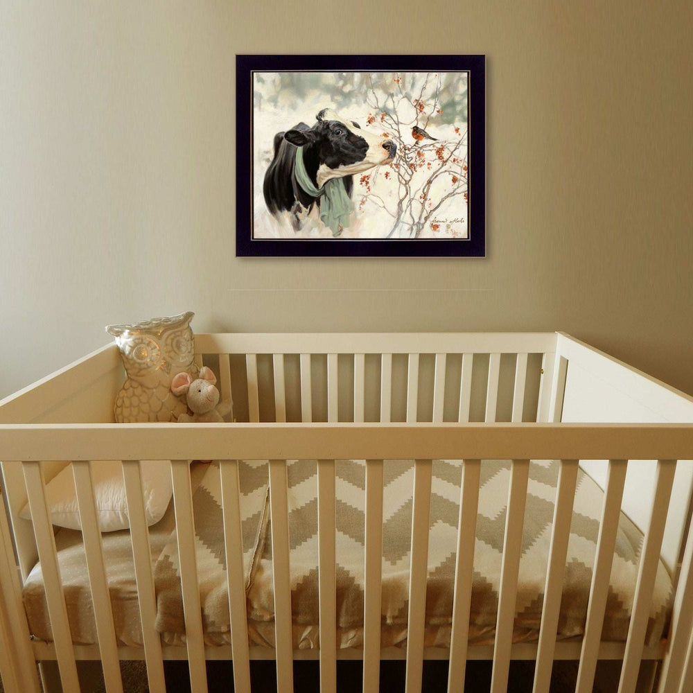 The Winter Robin 1 Black Framed Print Wall Art - Homeroots - Flyclothing LLC