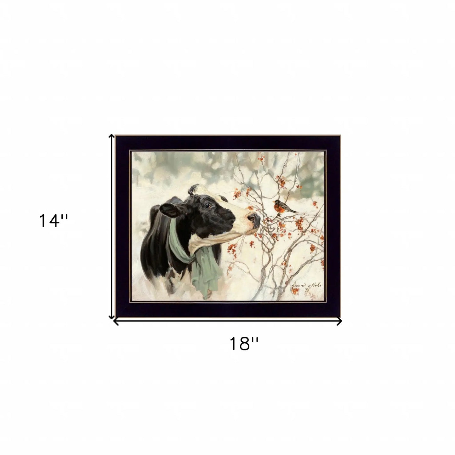 The Winter Robin 1 Black Framed Print Wall Art - Homeroots - Flyclothing LLC