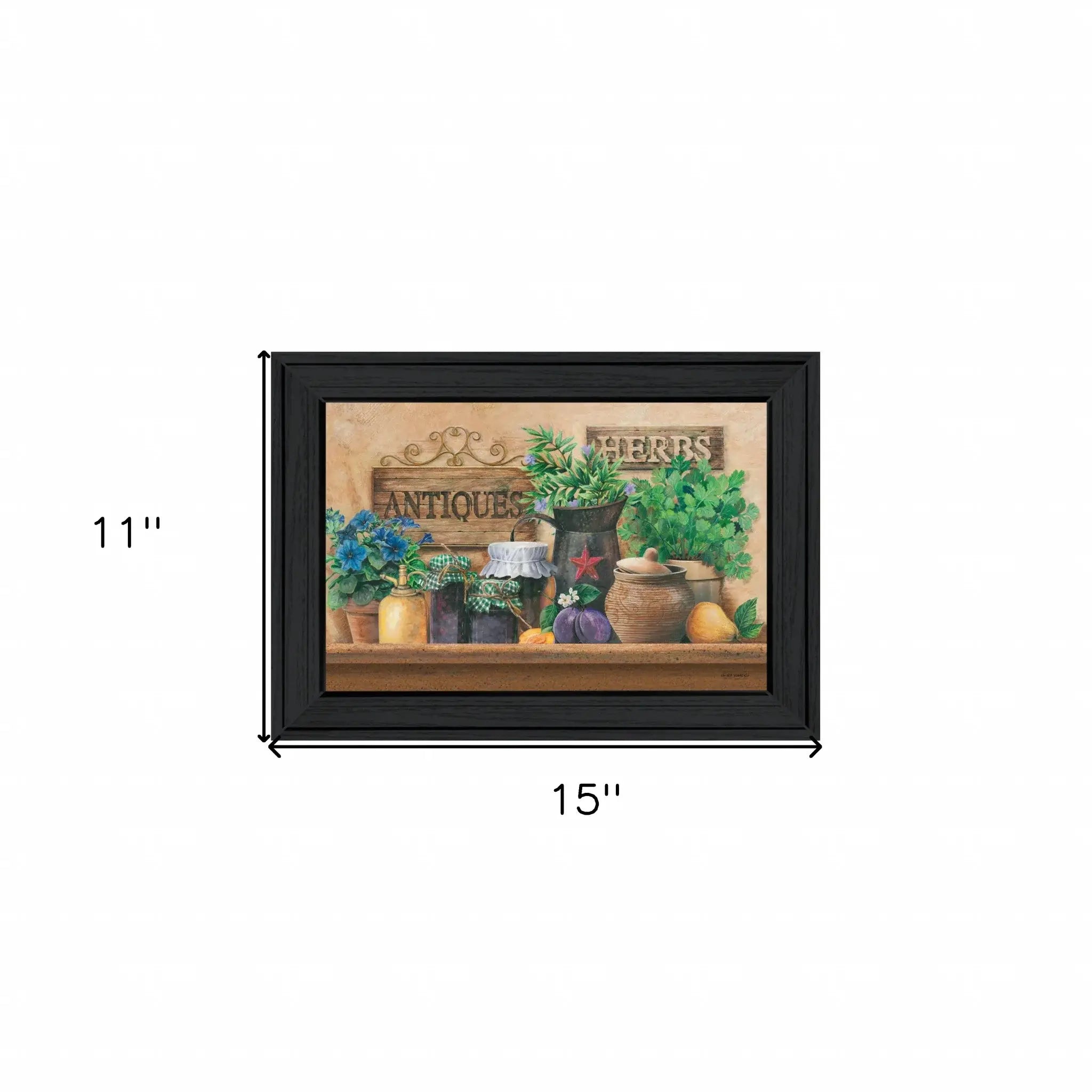 Antiques and Herbs Black Framed Print Kitchen Wall Art - Homeroots - Flyclothing LLC