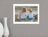 Boy and Girl Sitting White Framed Print Wall Art - Homeroots - Flyclothing LLC