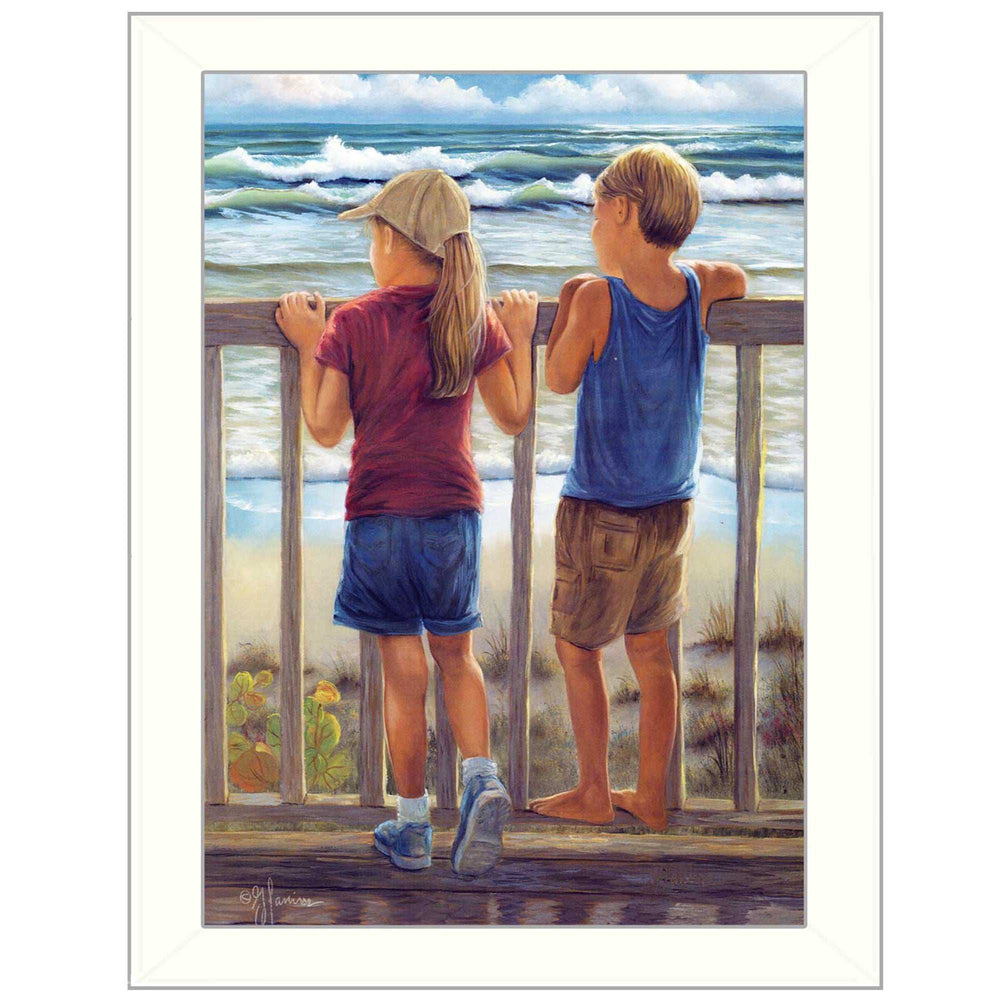 Looking Over the Rail White Framed Print Wall Art - Homeroots - Flyclothing LLC
