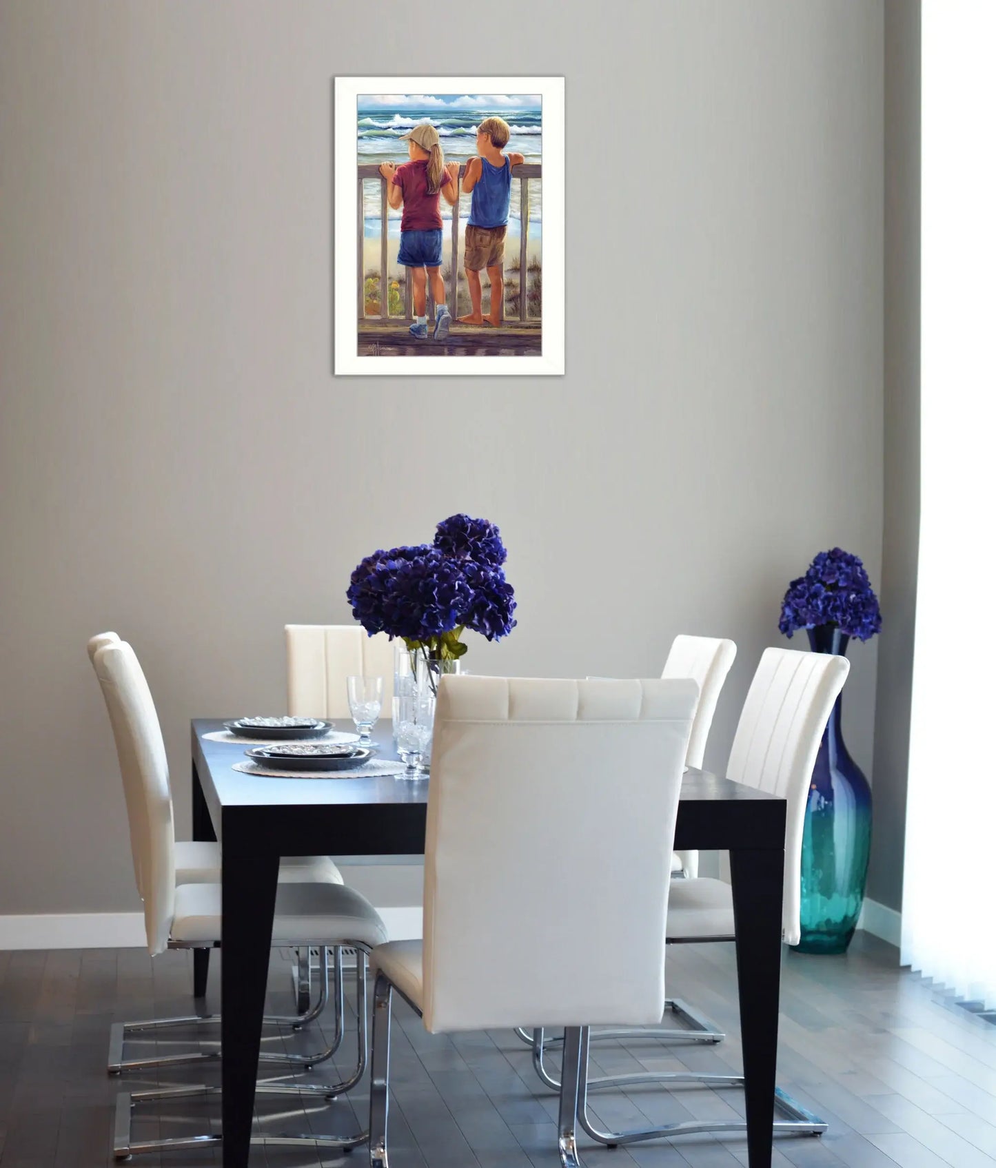 Looking Over the Rail White Framed Print Wall Art - Homeroots - Flyclothing LLC