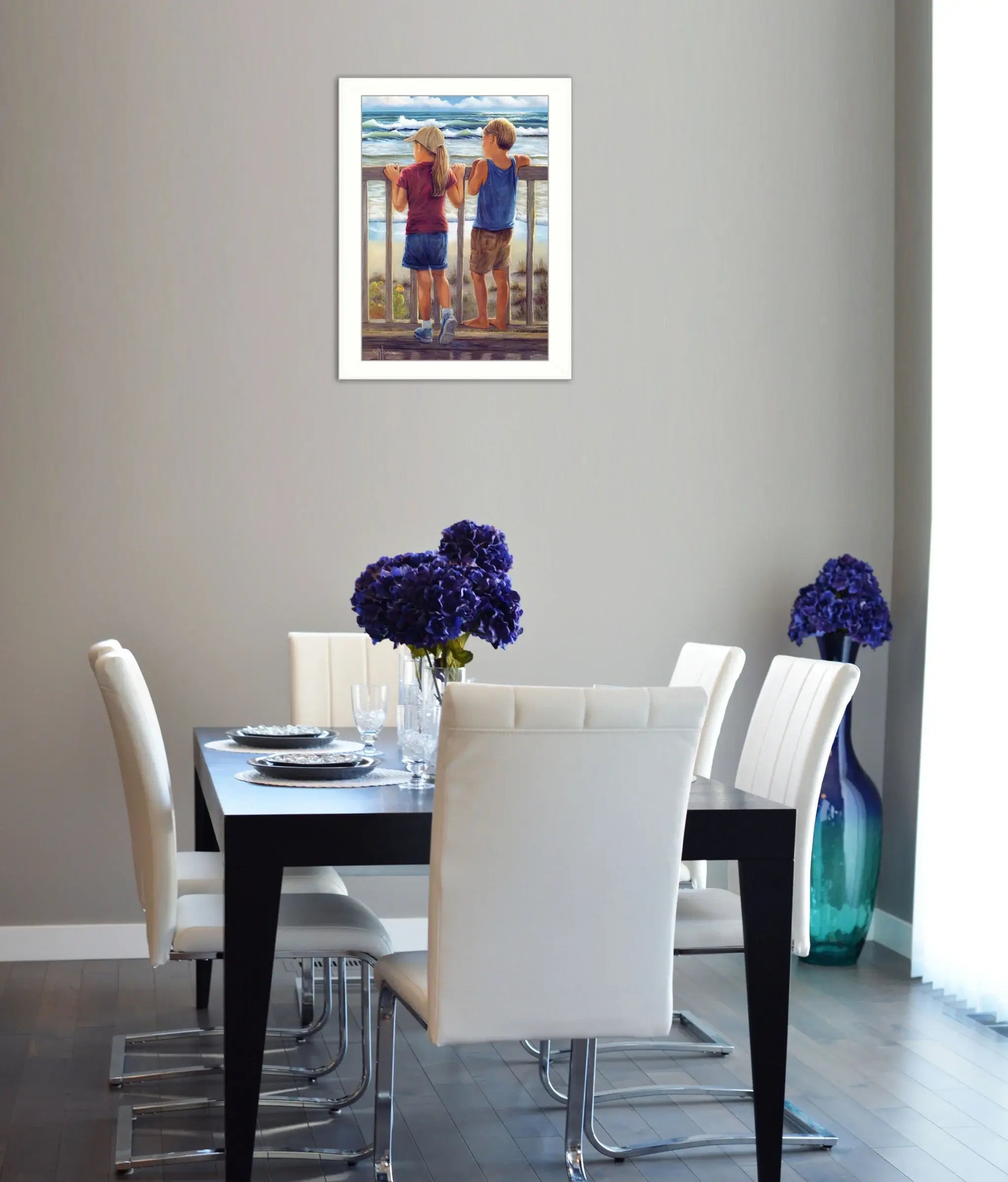 Looking Over the Rail White Framed Print Wall Art - Homeroots - Flyclothing LLC