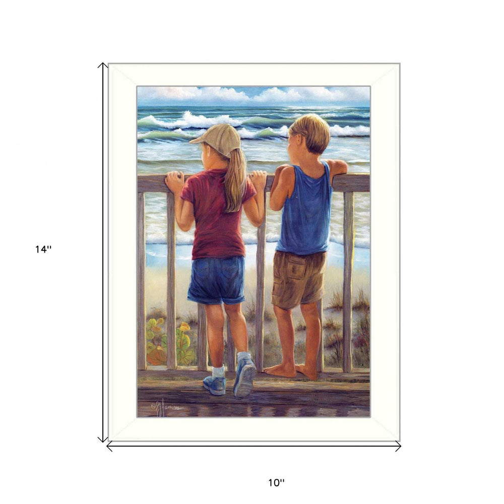 Looking Over the Rail White Framed Print Wall Art - Homeroots - Flyclothing LLC