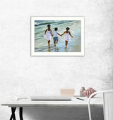 Running on the Beach 1 White Framed Print Wall Art - Homeroots - Flyclothing LLC