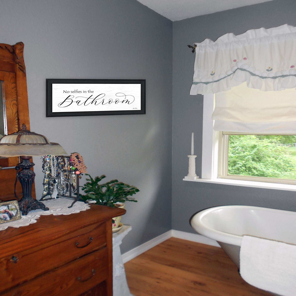 No Selfies in the Bathroom 2 Black Framed Print Bathroom Wall Art - Homeroots - Flyclothing LLC