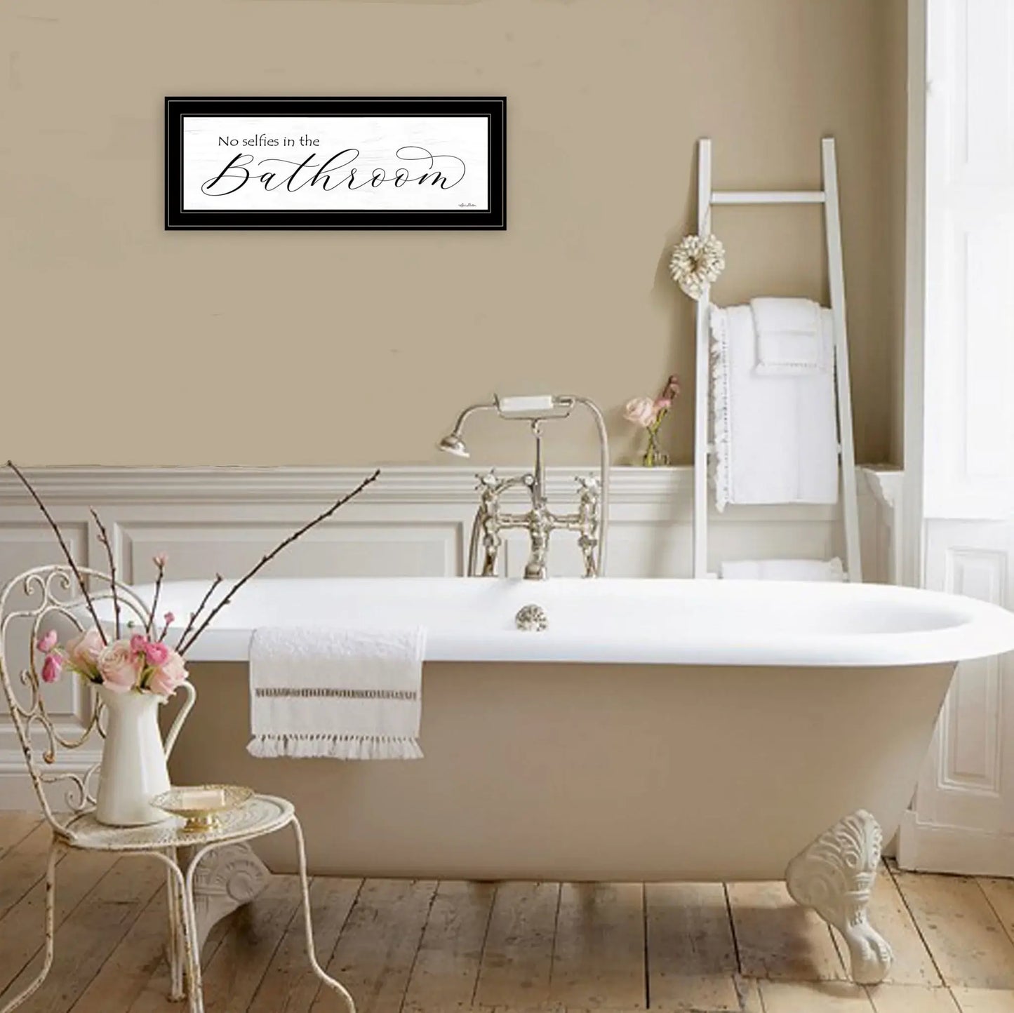 No Selfies in the Bathroom 3 Black Framed Print Bathroom Wall Art - Homeroots - Flyclothing LLC