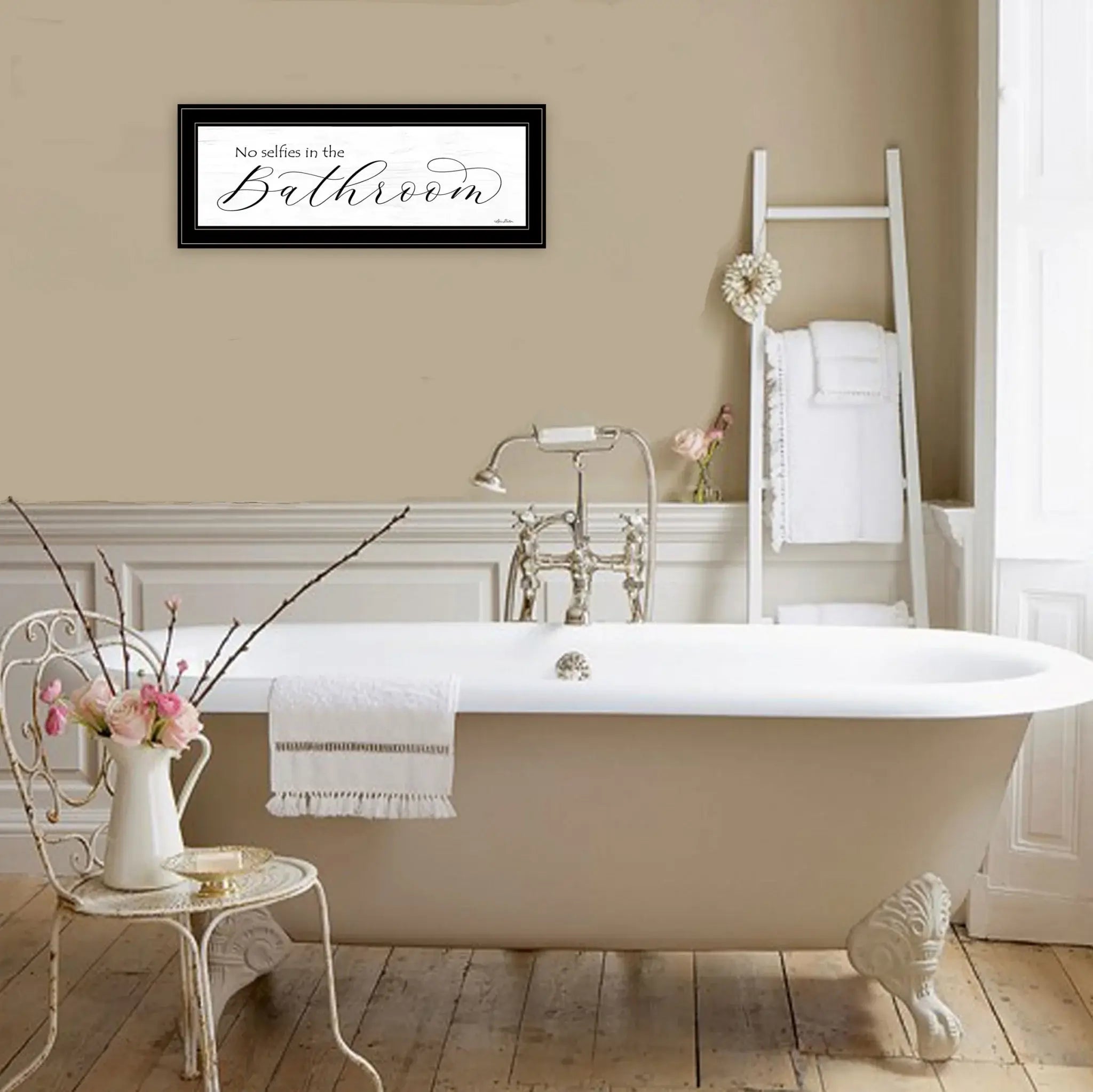 No Selfies in the Bathroom 3 Black Framed Print Bathroom Wall Art - Homeroots - Flyclothing LLC