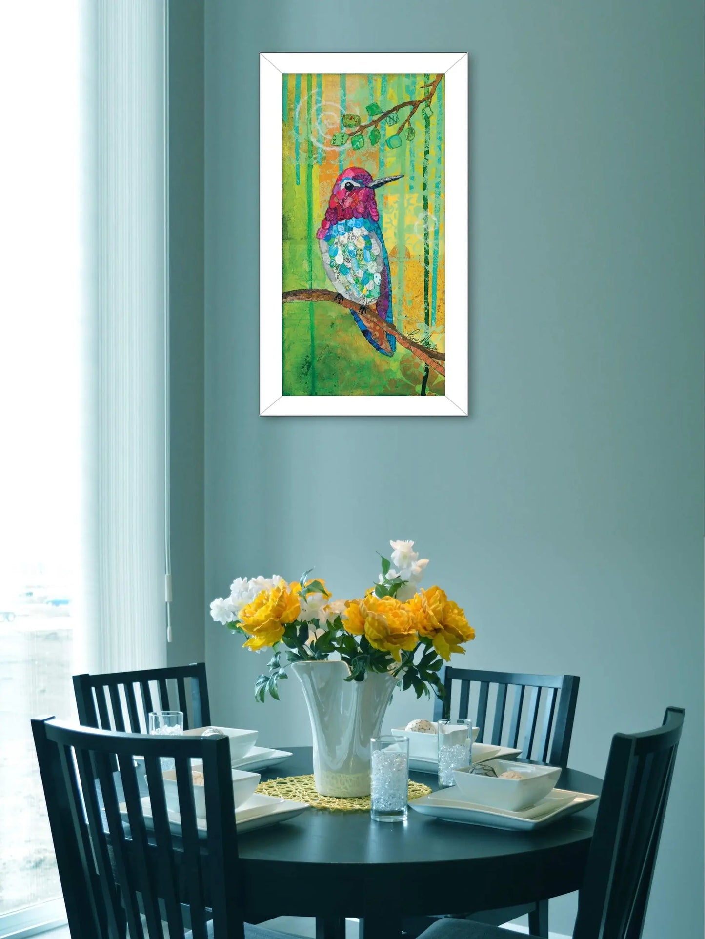 Annas Hummingbird White Framed Print Wall Art - Homeroots - Flyclothing LLC