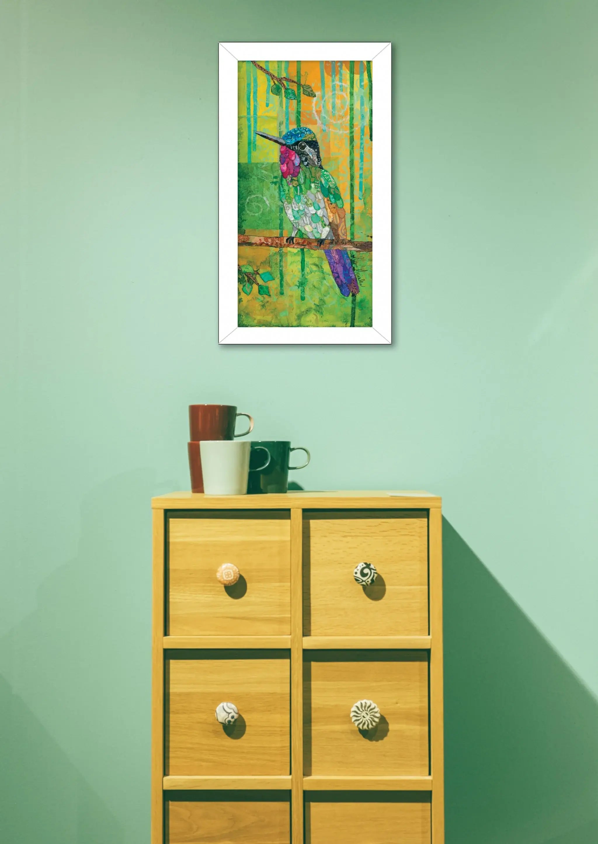 Purple Throated Mountain Gem White Framed Print Wall Art - Homeroots - Flyclothing LLC