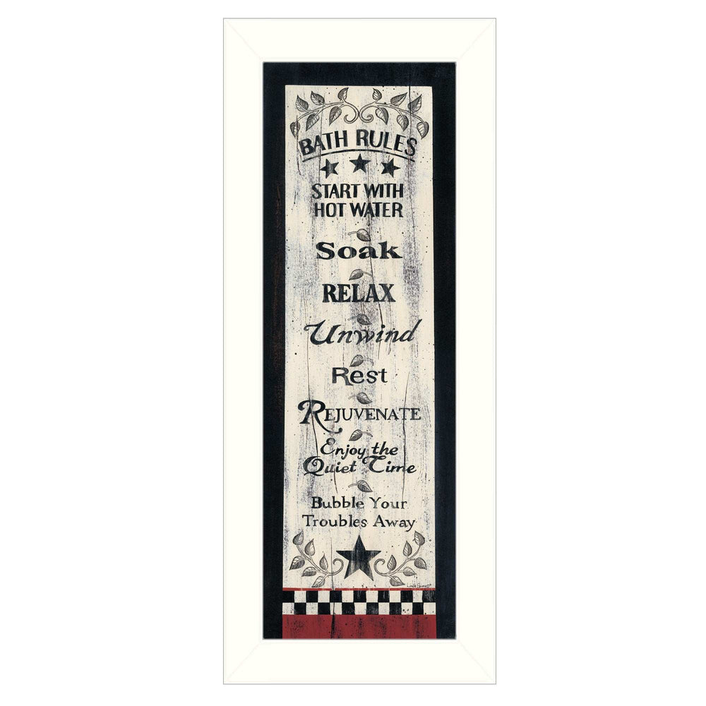 Bath Rules 7 White Framed Print Bathroom Wall Art - Homeroots - Flyclothing LLC