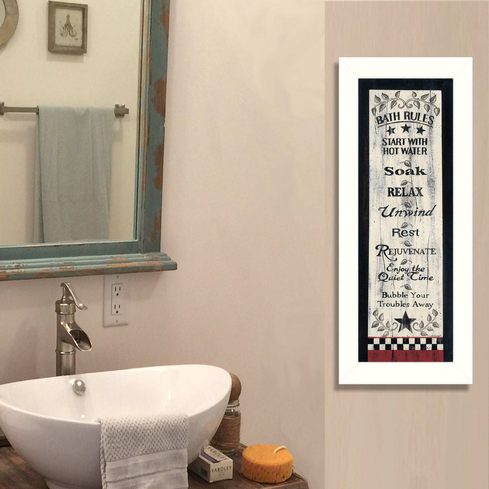 Bath Rules 7 White Framed Print Bathroom Wall Art - Homeroots - Flyclothing LLC