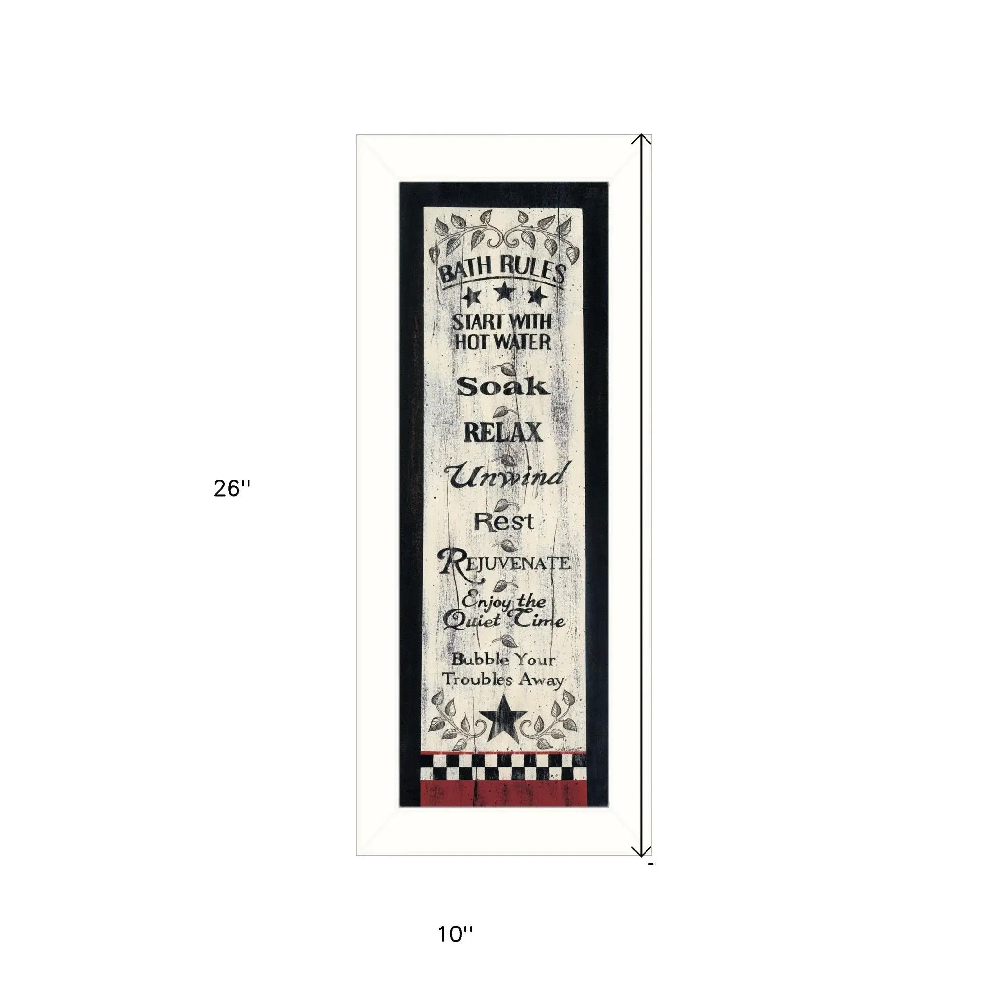 Bath Rules 7 White Framed Print Bathroom Wall Art - Homeroots - Flyclothing LLC