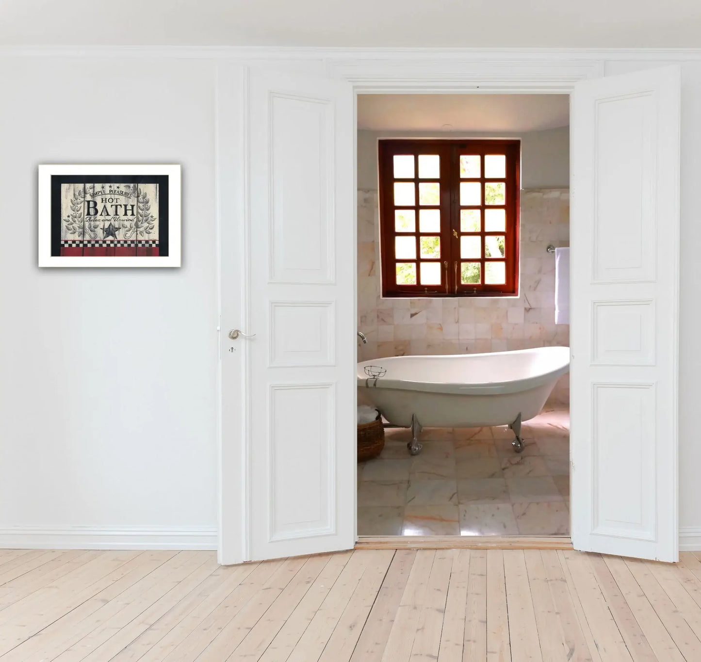 Hot Bath 1 White Framed Print Bathroom Wall Art - Homeroots - Flyclothing LLC