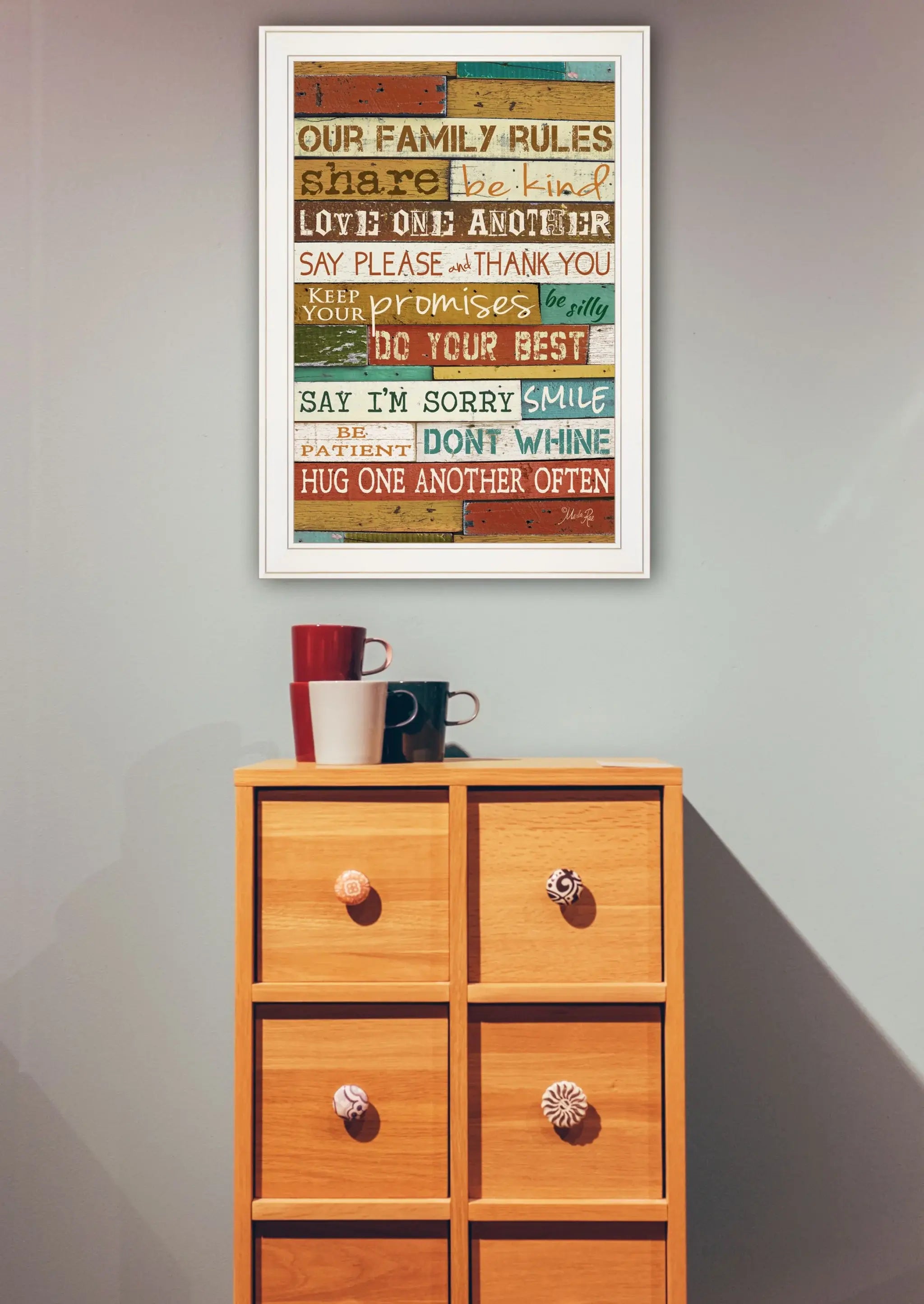 Our Family Rules 6 White Framed Print Wall Art - Homeroots - Flyclothing LLC