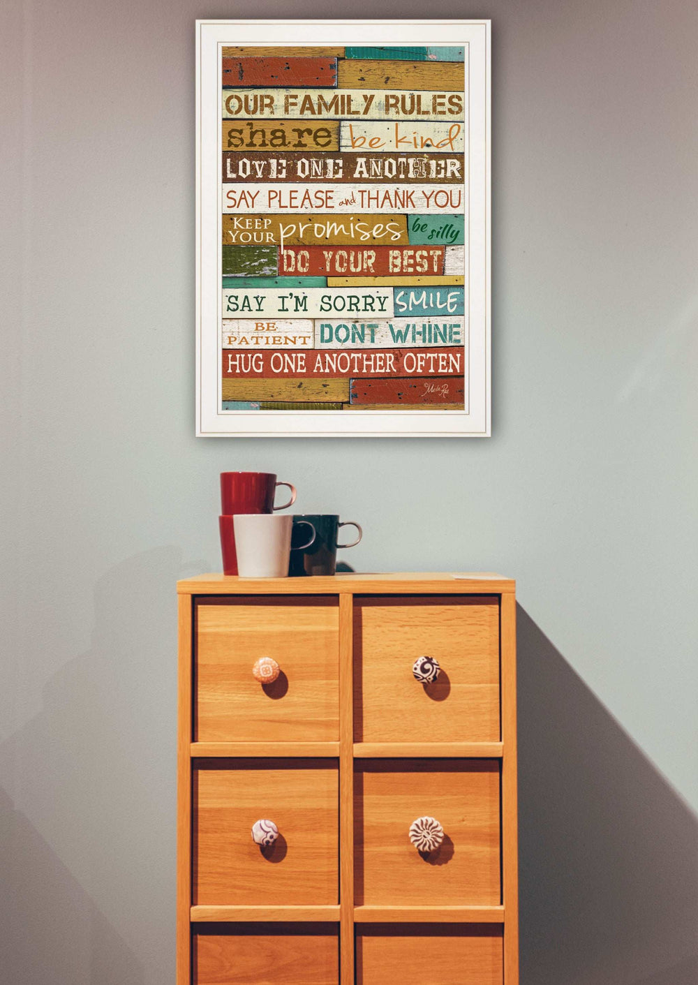 Our Family Rules 6 White Framed Print Wall Art - Homeroots - Flyclothing LLC