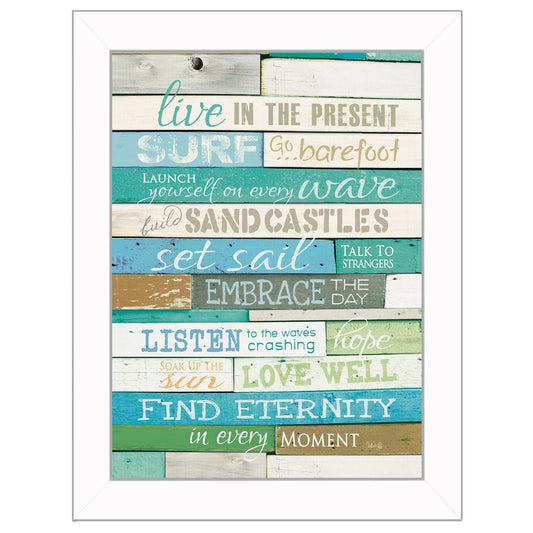 Live in the Present 5 White Framed Print Wall Art - Homeroots - Flyclothing LLC