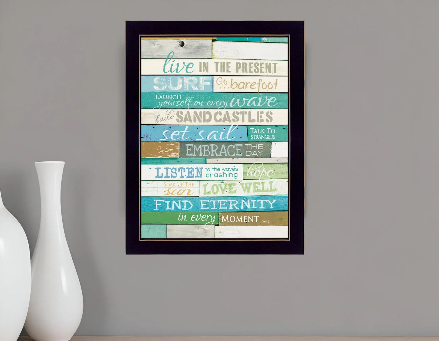 Live in the Present 1 Black Framed Print Wall Art - Homeroots - Flyclothing LLC