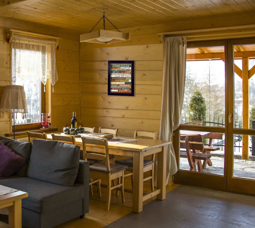 Cabin Rules 1 Black Framed Print Wall Art - Homeroots - Flyclothing LLC