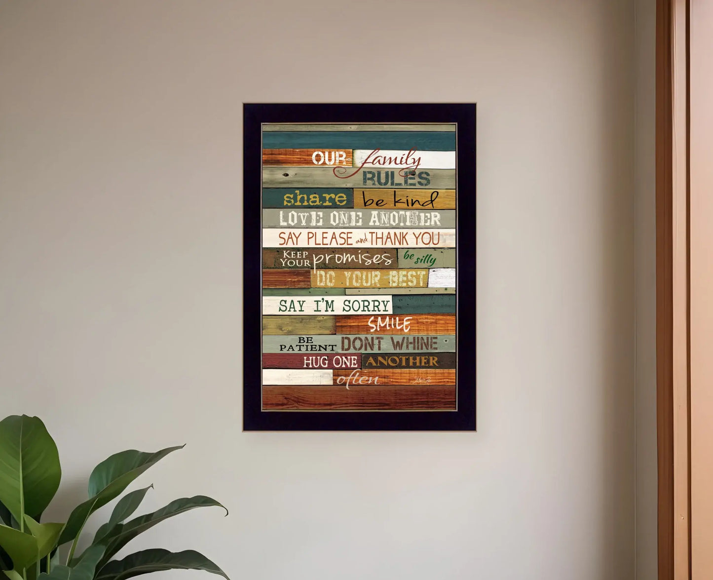 Our Family Rules 1 Black Framed Print Wall Art - Homeroots - Flyclothing LLC