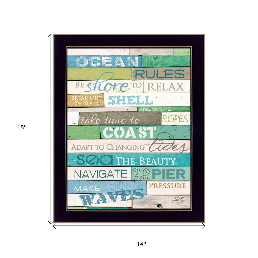 Ocean Rules 1 Black Framed Print Wall Art - Homeroots - Flyclothing LLC