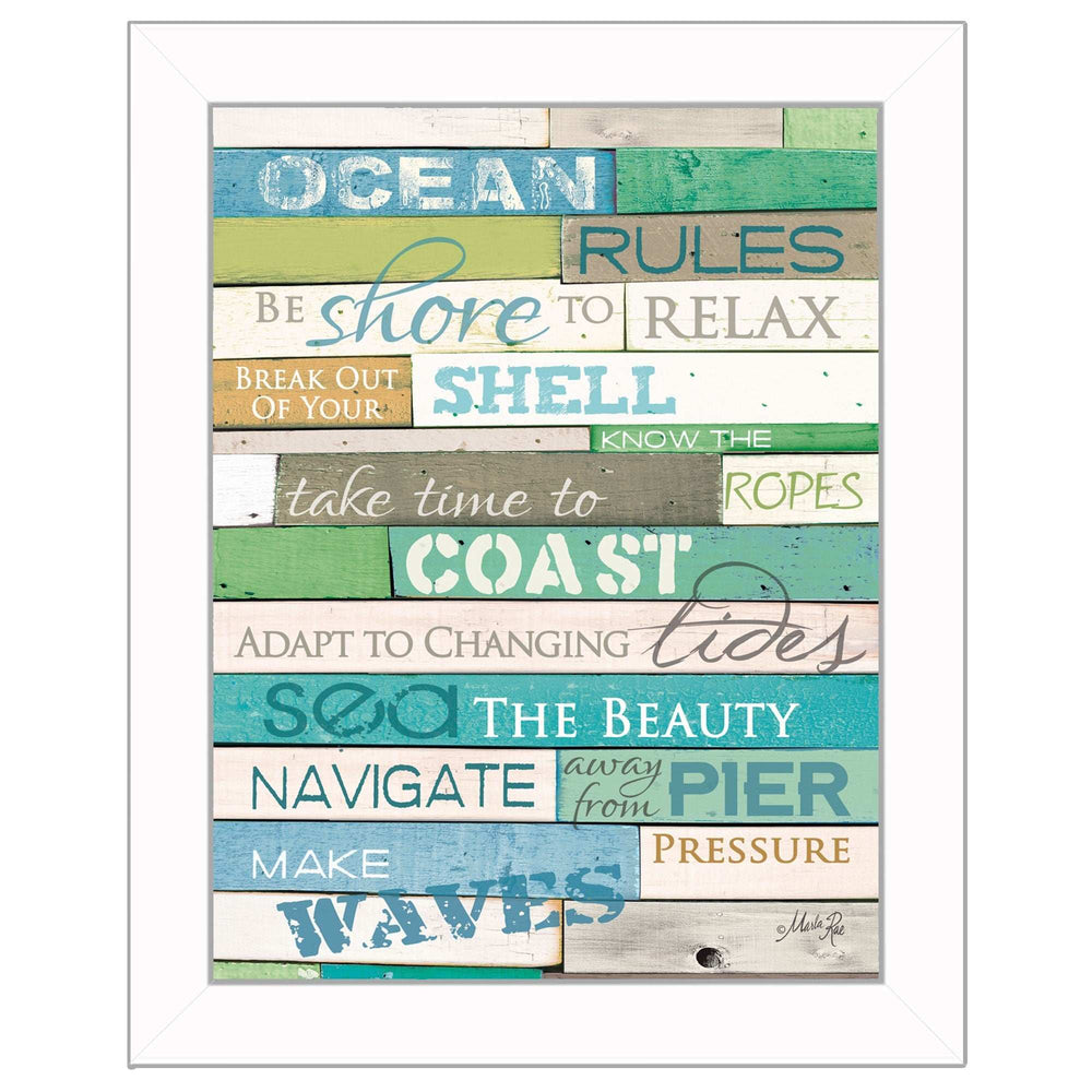 Ocean Rules 2 White Framed Print Wall Art - Homeroots - Flyclothing LLC