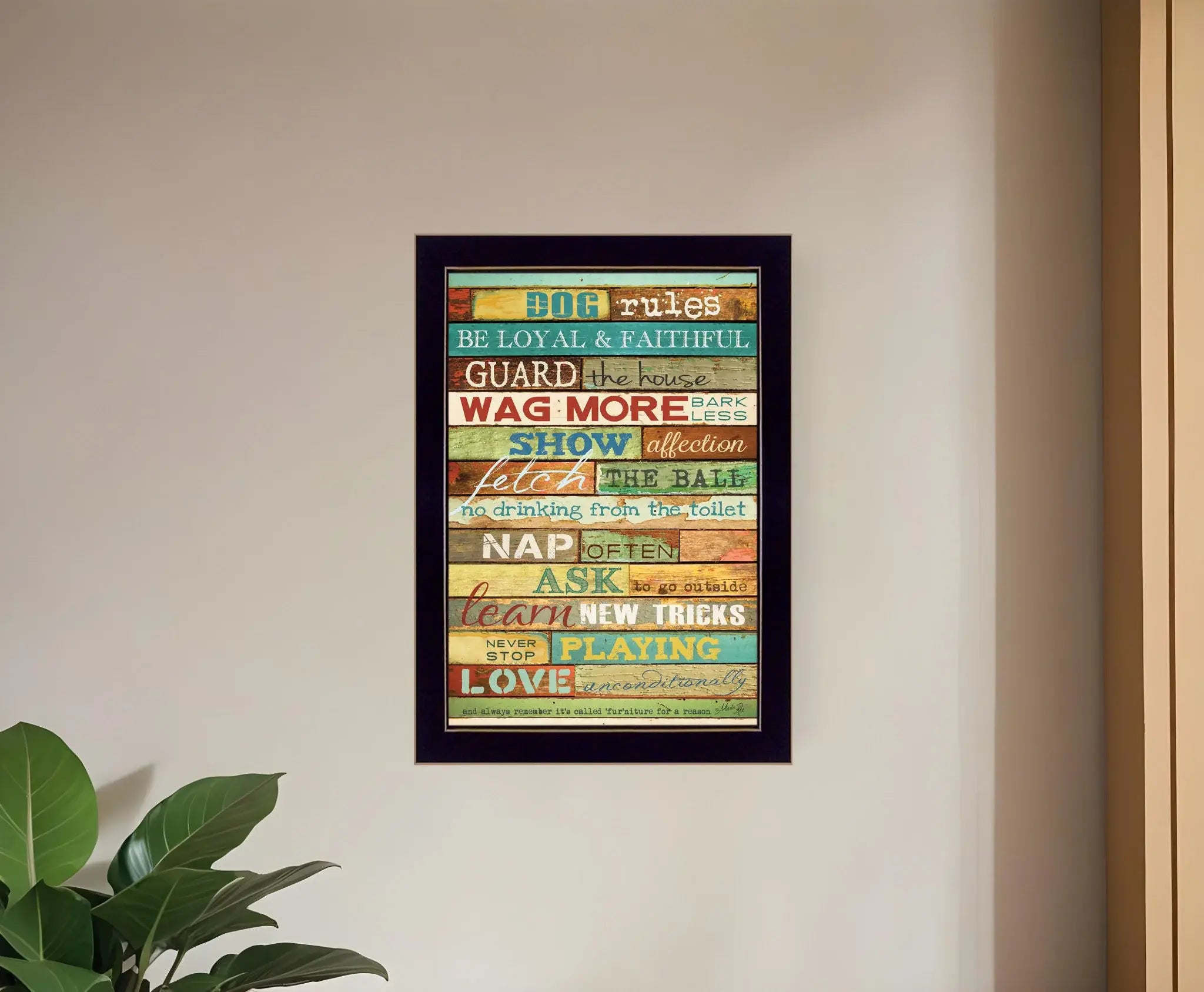 Dog Rules 1 Black Framed Print Wall Art - Homeroots - Flyclothing LLC