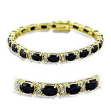 415503 - Gold Brass Bracelet with AAA Grade CZ  in Jet - Alamode