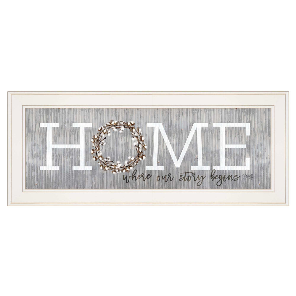 Home Where Our Story Begins White Framed Print Wall Art - Homeroots - Flyclothing LLC
