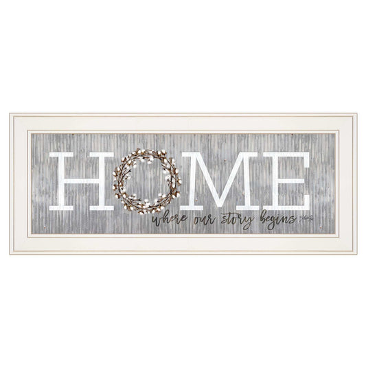 Home Where Our Story Begins White Framed Print Wall Art - Homeroots - Flyclothing LLC