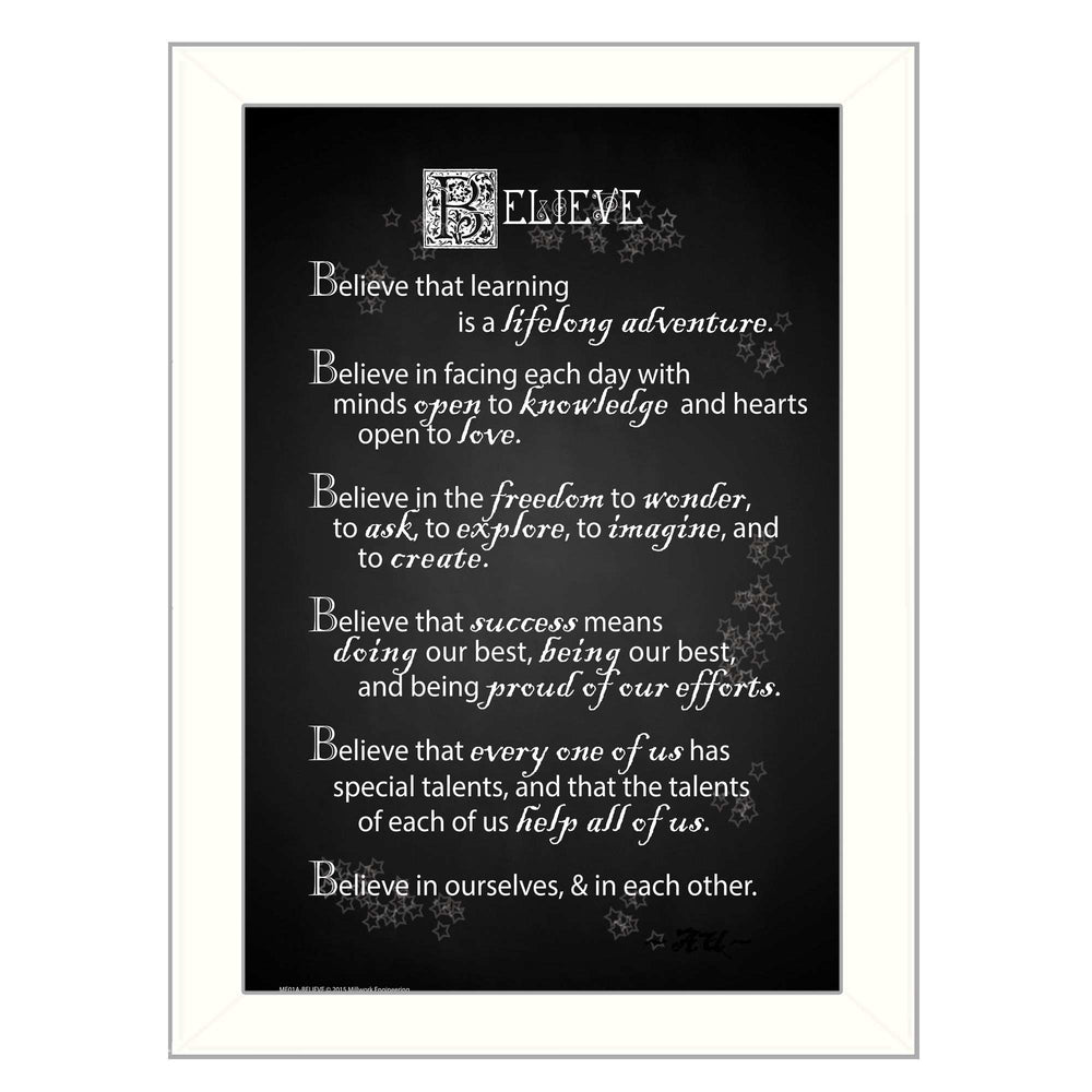 Believe 1 White Framed Print Wall Art - Homeroots - Flyclothing LLC