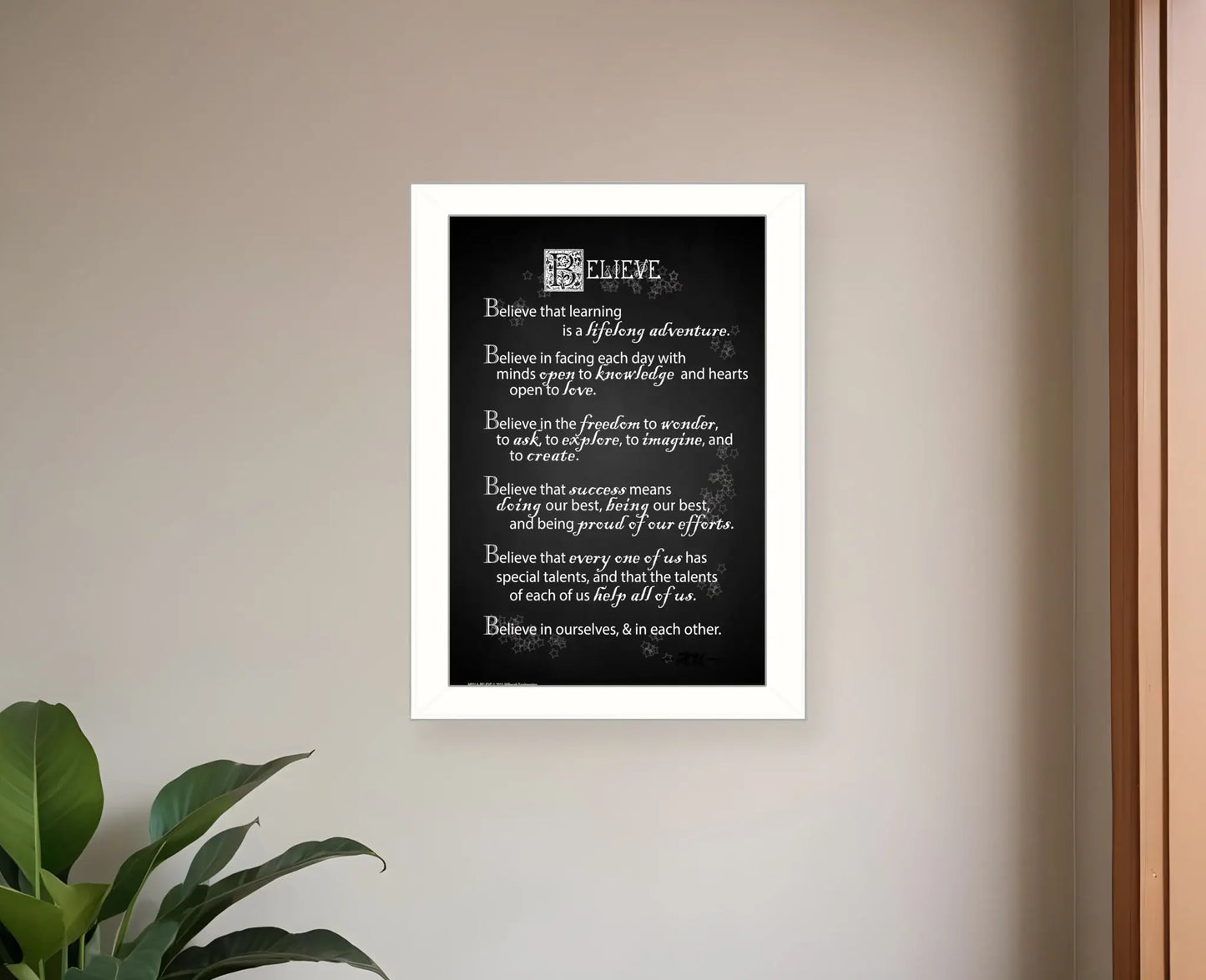 Believe 1 White Framed Print Wall Art - Homeroots - Flyclothing LLC