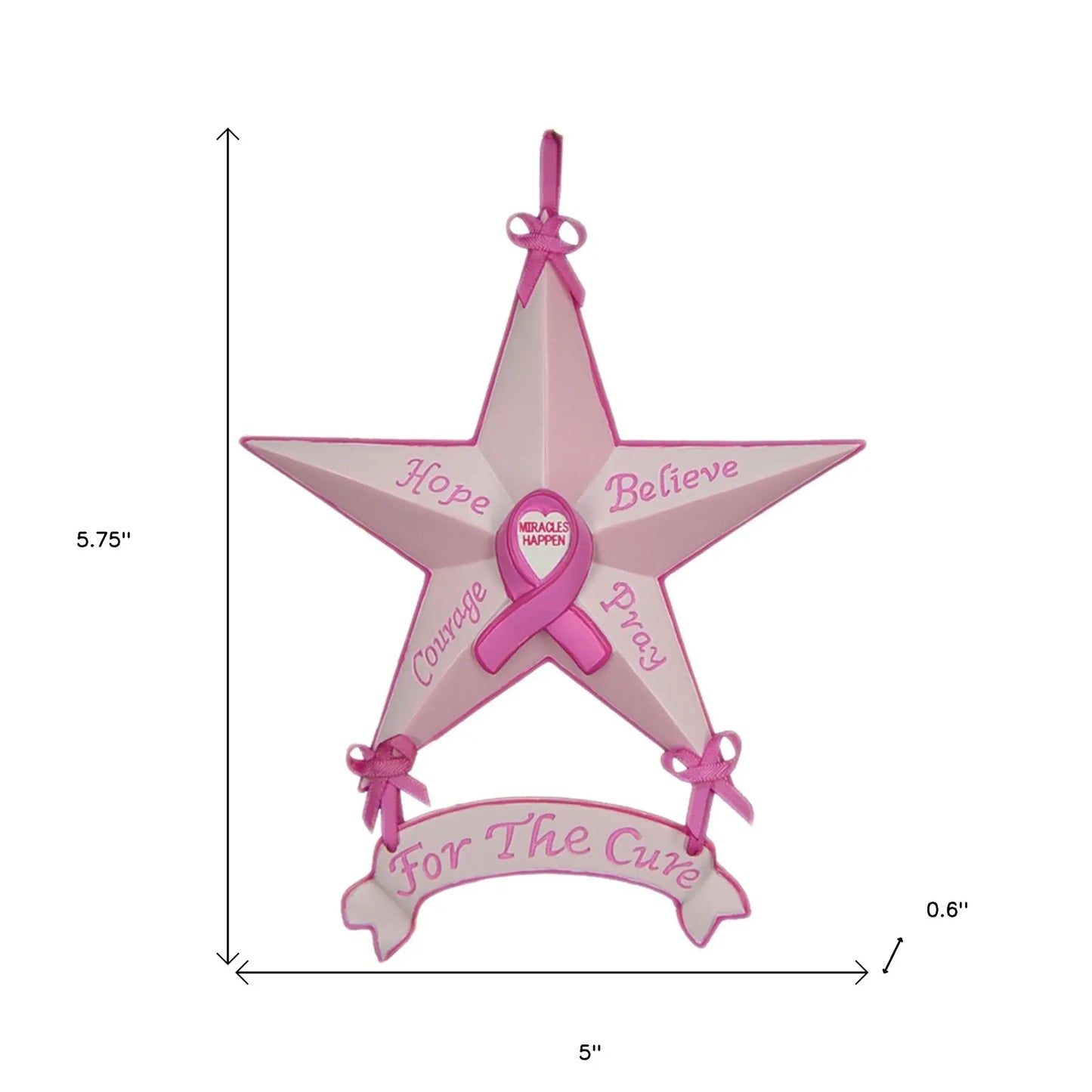 Set of Six Star Shaped Breast Cancer Awareness Christmas Ornaments - Homeroots - Flyclothing LLC